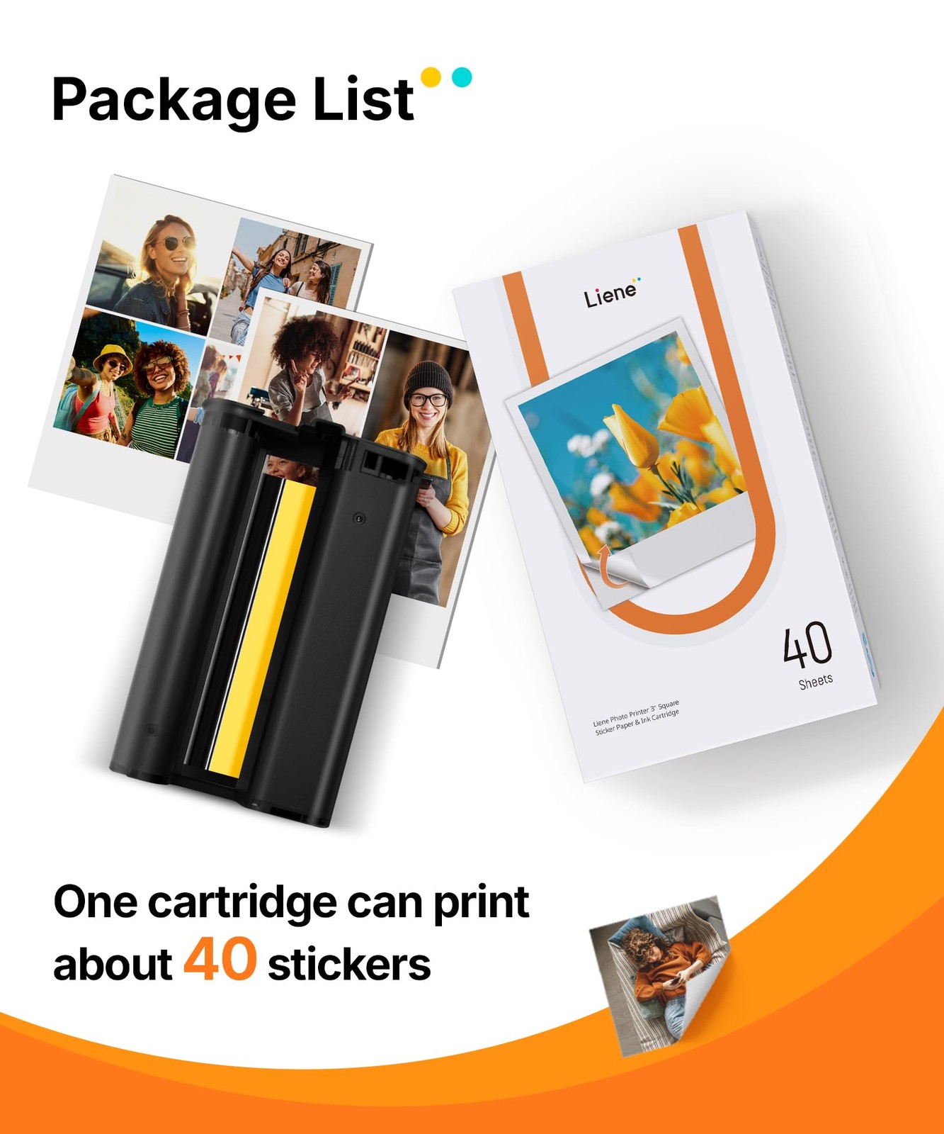 Amber M110 & M210 3×3″ Photo Paper 40 Sheets & 1 Cartridge, Photo Printer Sti…