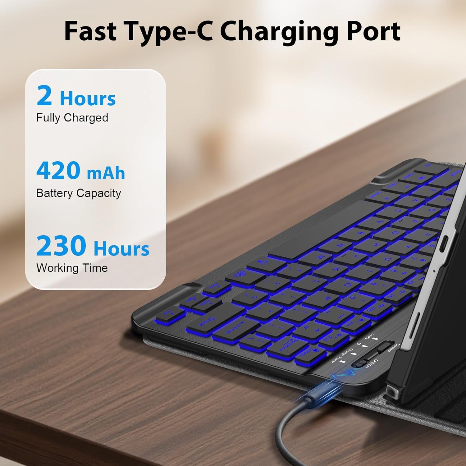 Backlight Keyboard Case for Samsung Galaxy Tab A9+ 11 Inch 2023 Slim Stand Cover