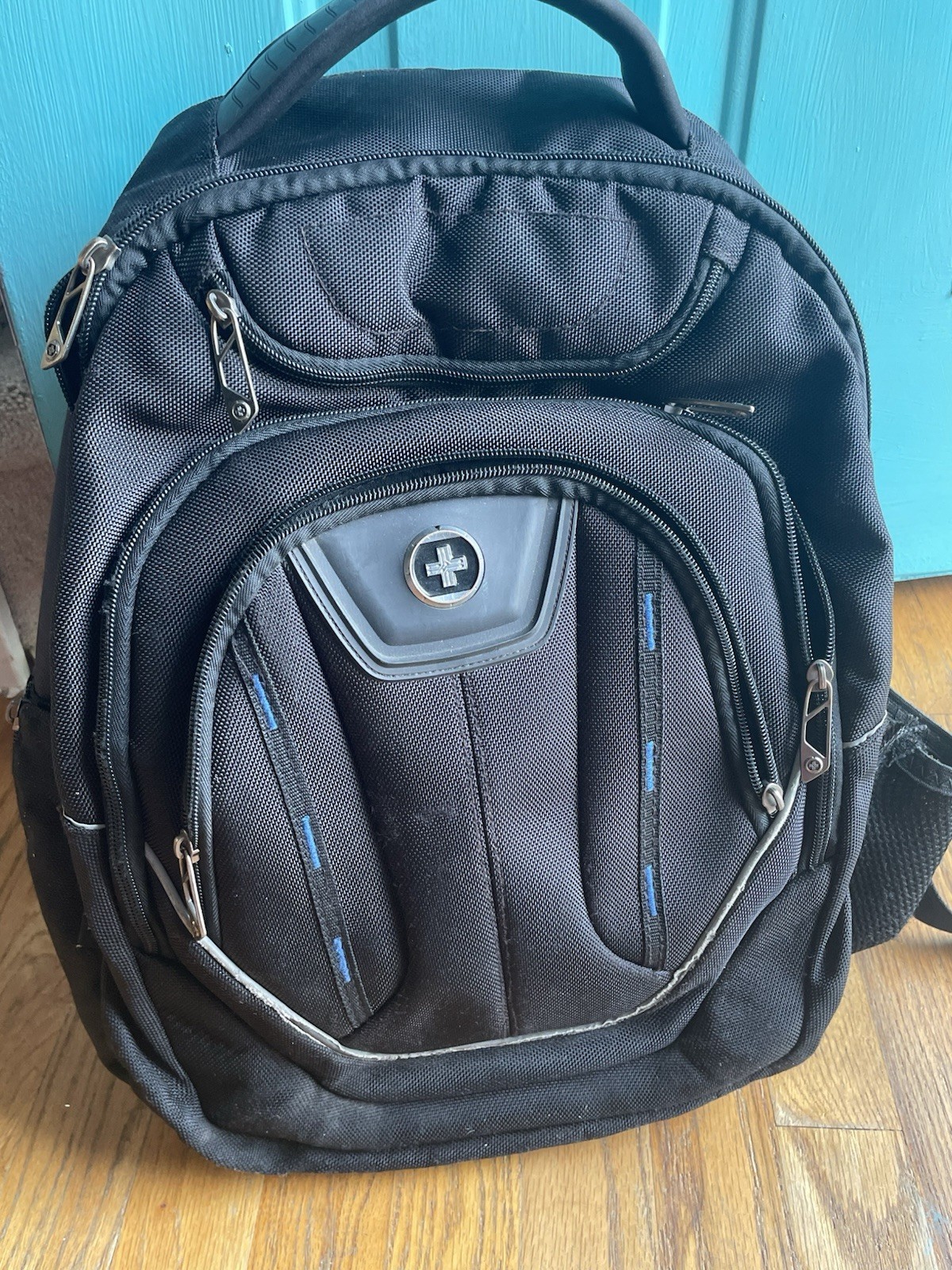 SwissDigital AG Black Backpack Laptop School Travel Book Bag Multiple Pockets
