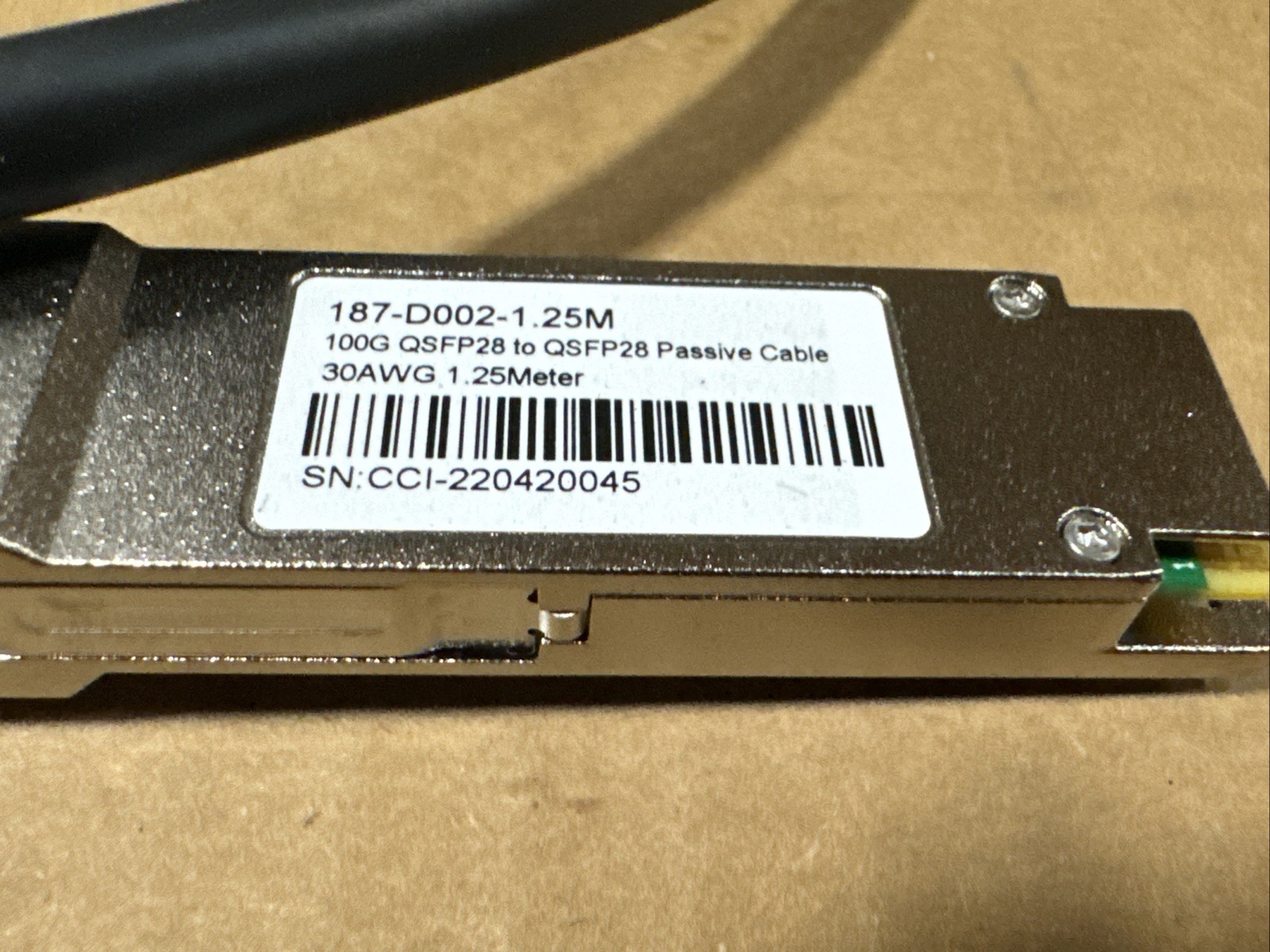 CCI 100GbE QSFP28 to QSFP28 PVC 30AWG Passive Cable 187-D002-1