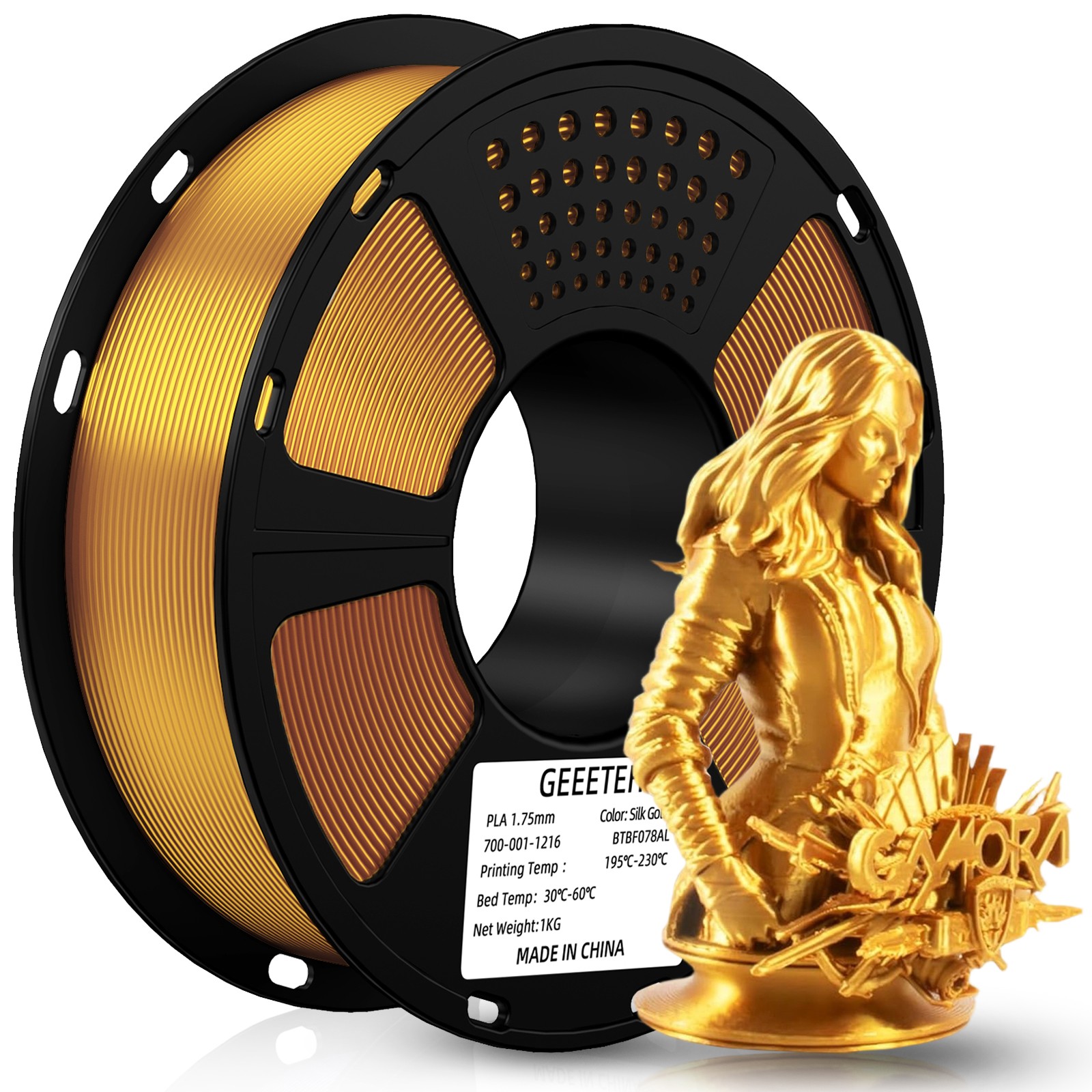 GEEETECH 1/2/3/5/10KG 3D Printer Filament Silk Gold PLA 1.75mm Bulk Lot