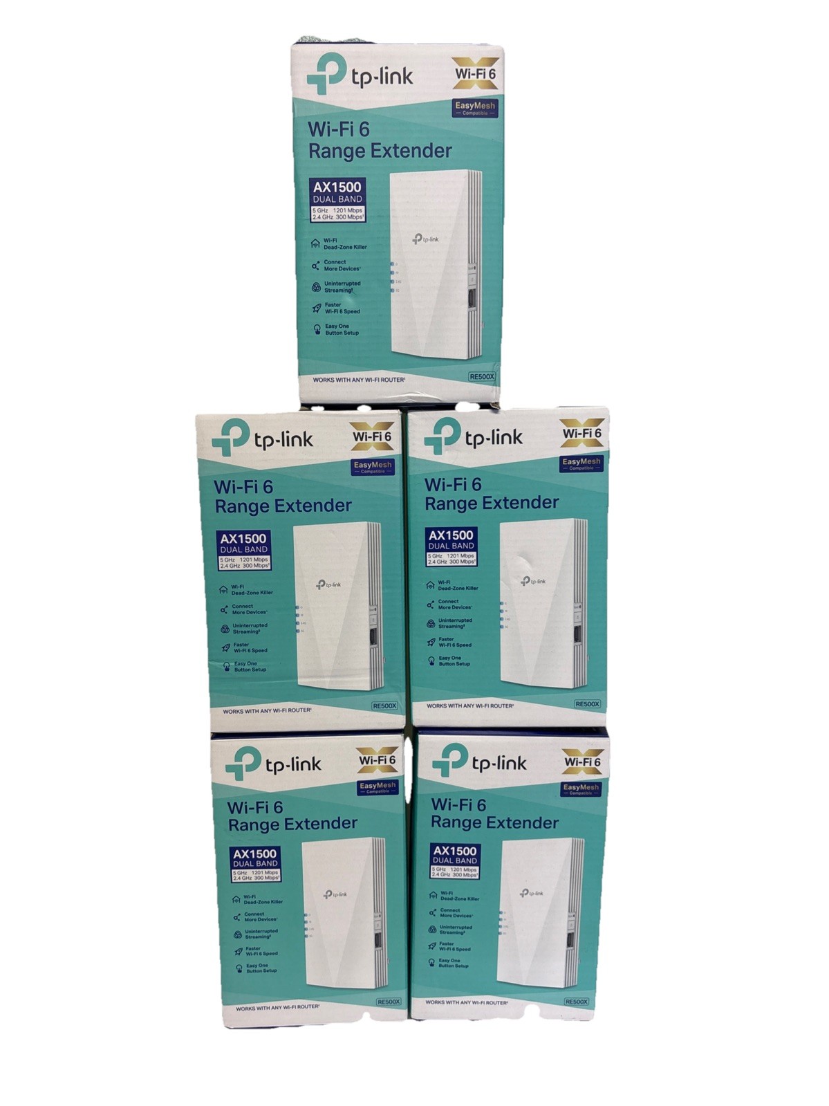 5x Bundle TP-Link WiFi 6 Range Extender AX1500 Dual Band Speed Booster RE500X