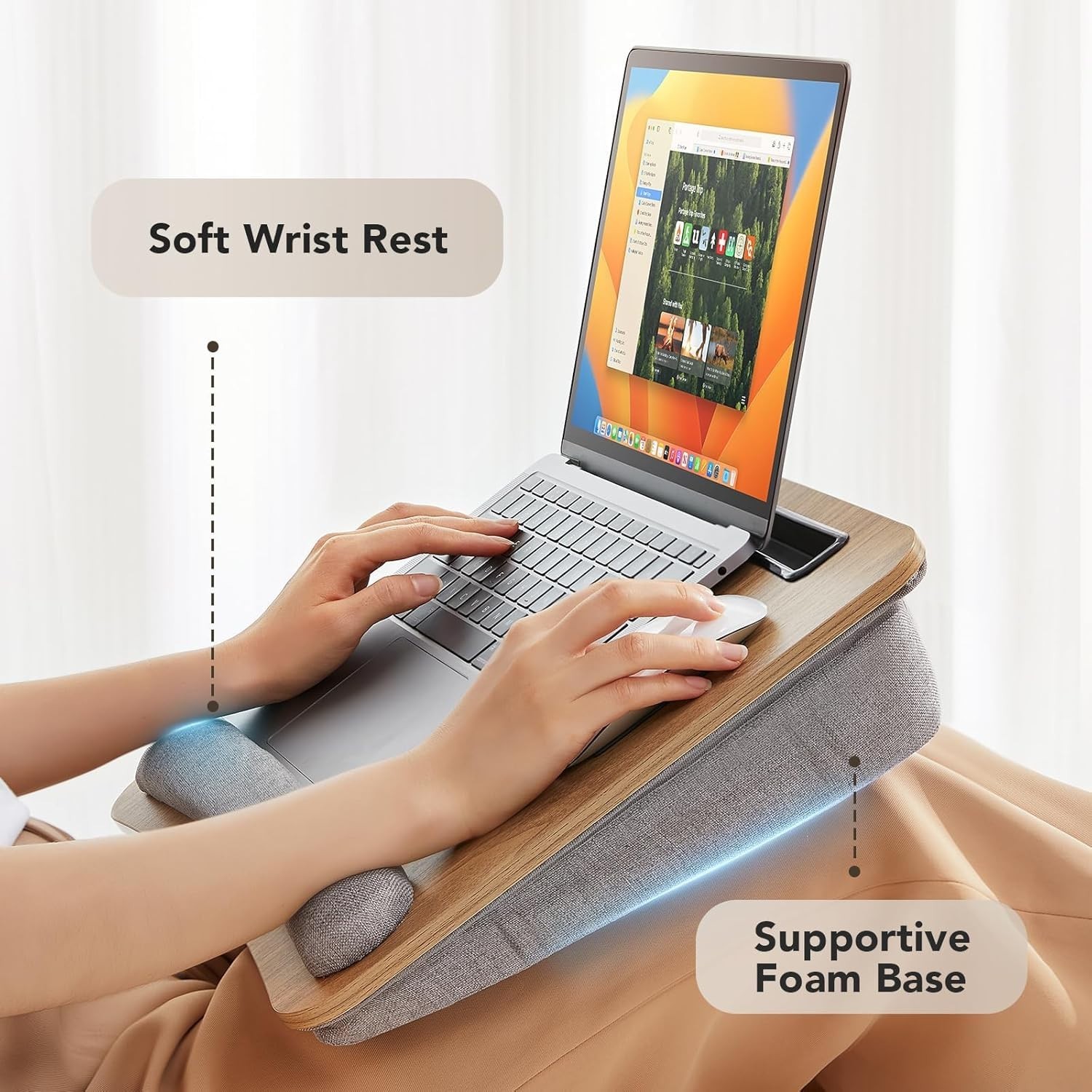 Luxury Laptop Lap Desk for Bed & Sofa – Fits Up to 15.6″, Anti-Slip Cushion