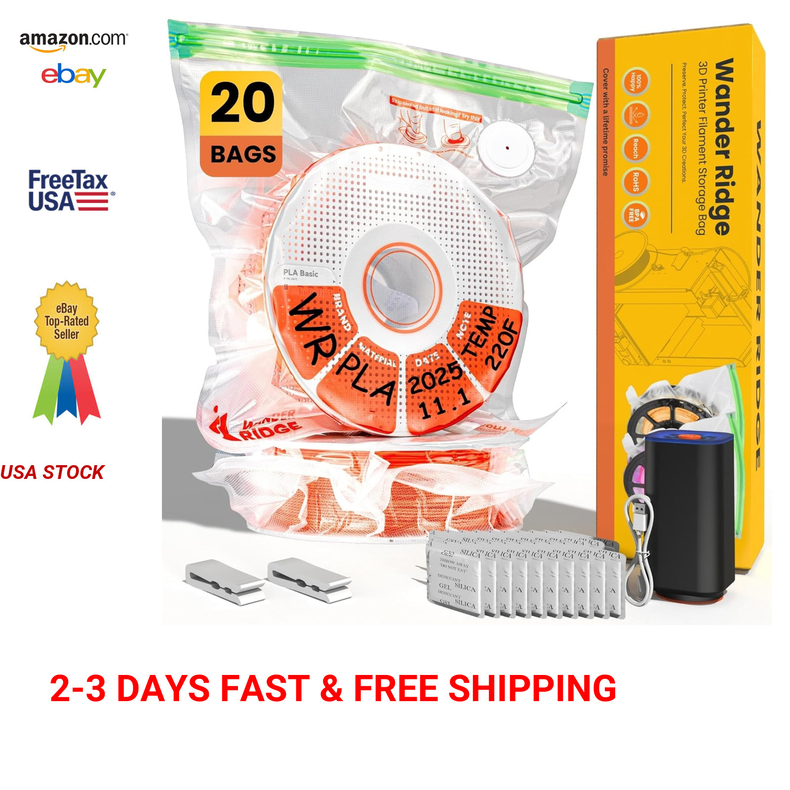 3D Printer Filament Storage Bags Kit Vacuum Sealing Moisture Dust Resistant