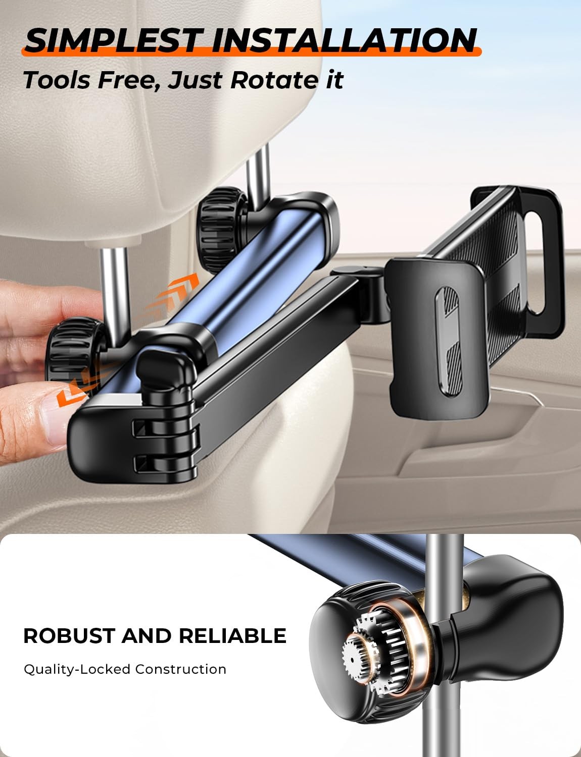Tryone Headrest Tablet Holder for Car Accessories : [18.11-inch Dark blue