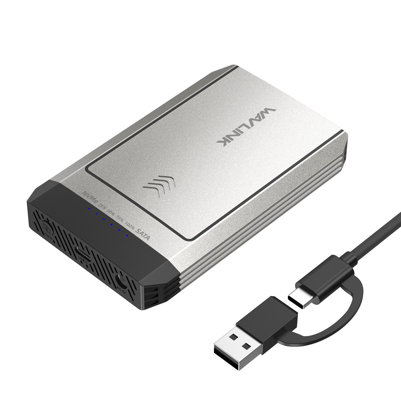 Dual-Bay USB 3.2 M.2 NVME SSD Enclosure 20Gbps for M.2 SSD of M-Key or M+B Key