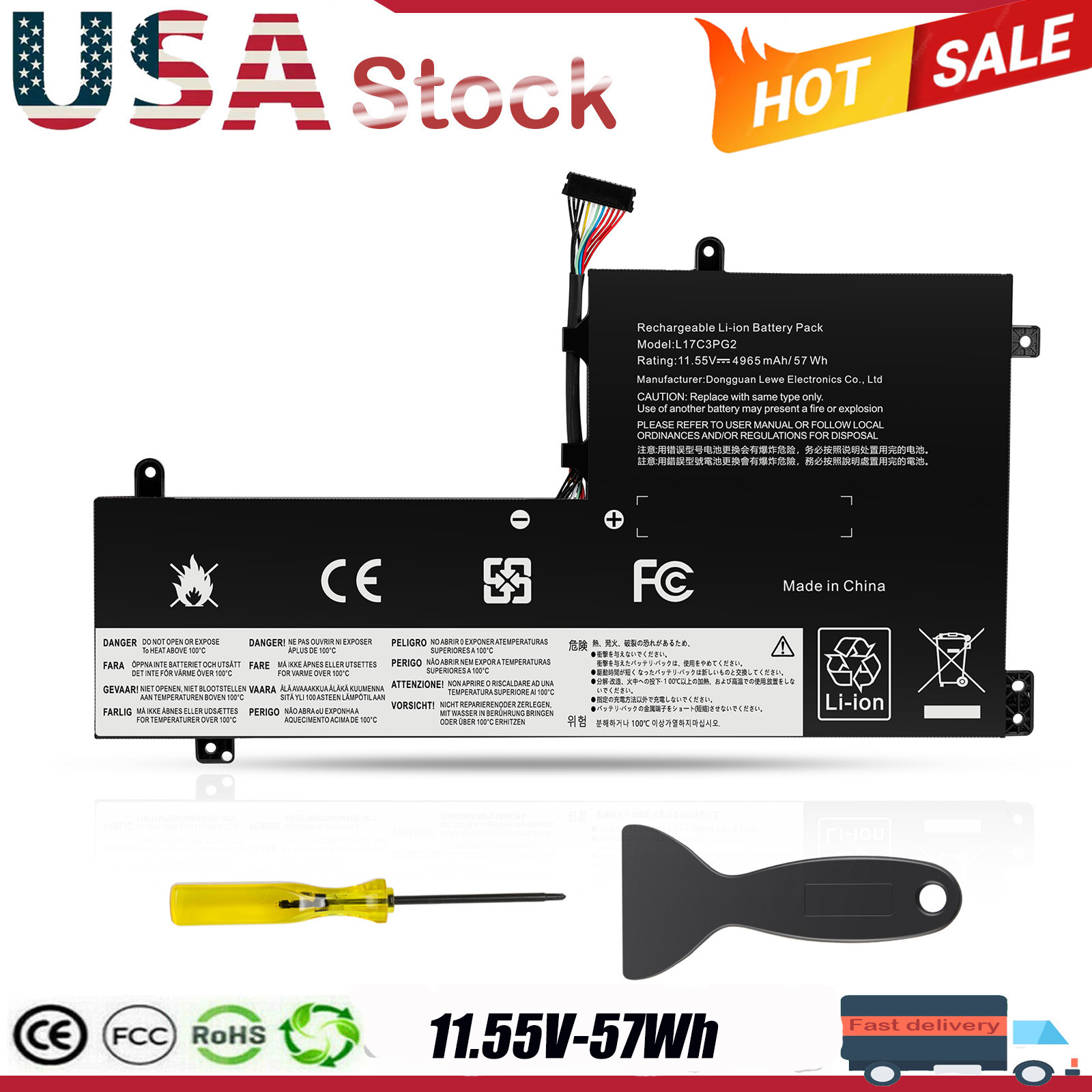 L17M3PG2 Battery For Lenovo Legion Y530 Y540 Y740 Y545 Y7000 Series L17C3PG2 US