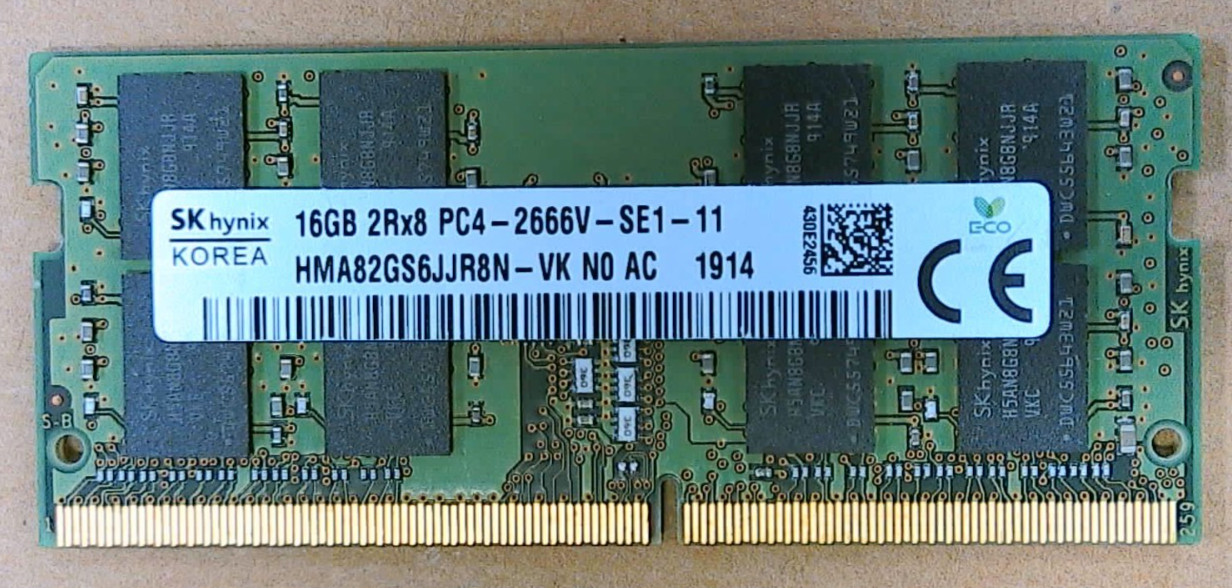 SK hynix 16GB DDR4 2666MHz PC4-2666V 2Rx8 SO-DIMM RAM HMA82GS6JJR8N-VK TESTED