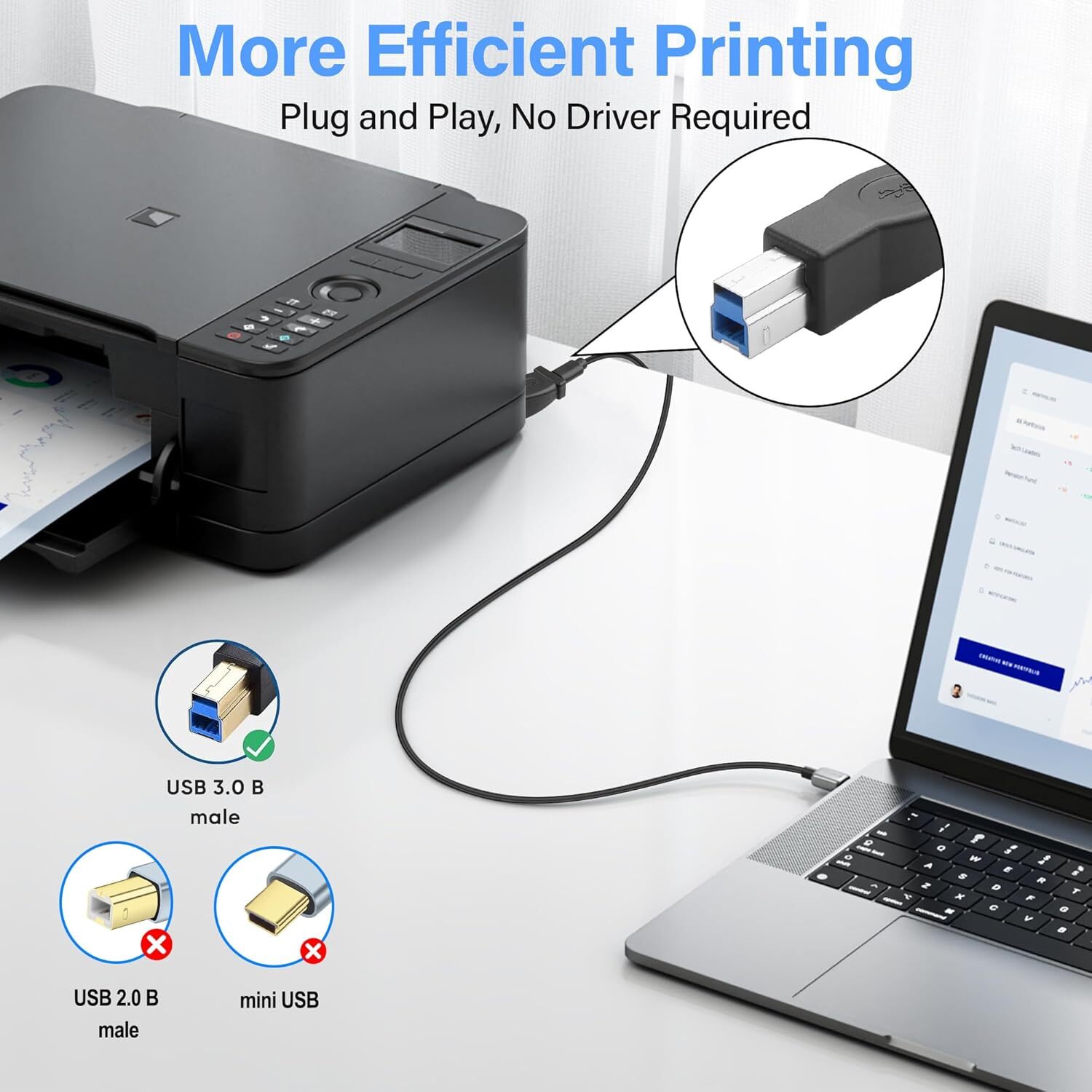 2x USB Type C Female to USB B 3.0 Male Adapter 5Gbps Hard Driver Printer Scanner