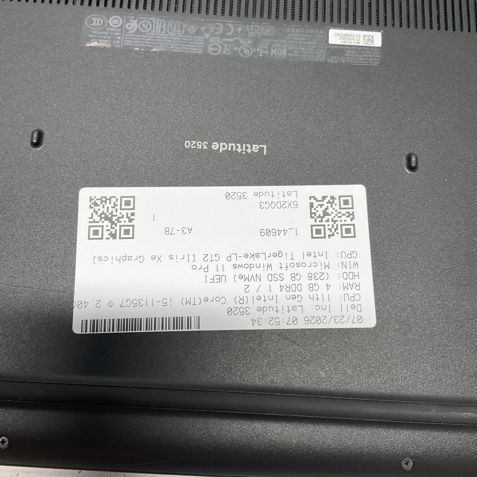 Dell Latitude 3520 Laptop Intel i5-1135G7 4GB RAM 256GB SSD Windows 11 Pro