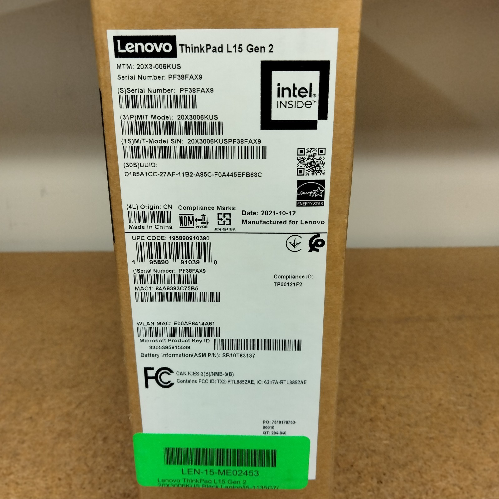 Lenovo ThinkPad L15 Gen 2 16GB RAM 512GB SSD Win10