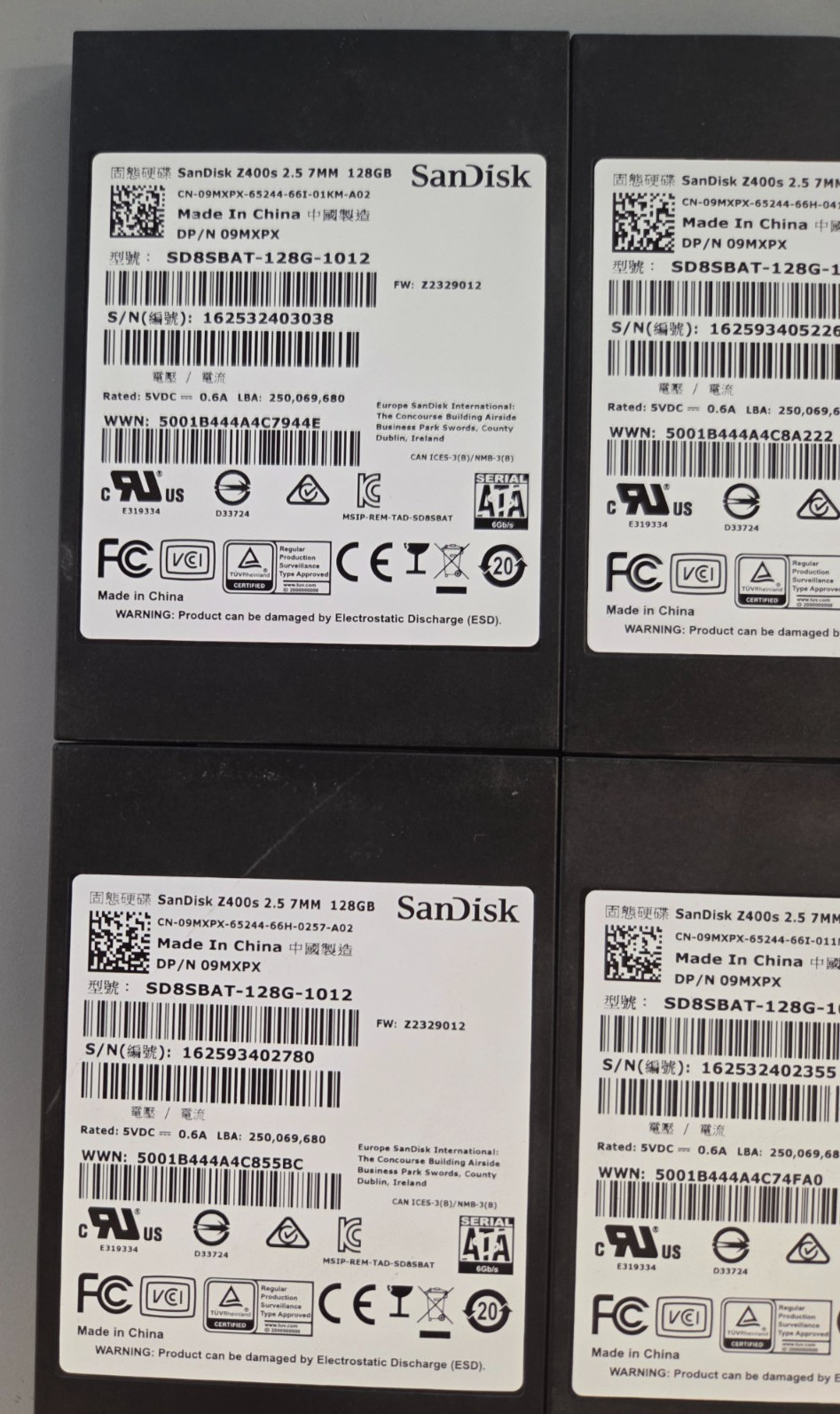 LOT OF 8 SanDisk Z400s 128GB 2.5″ SATA SSD SD8SBAT-128G-1012