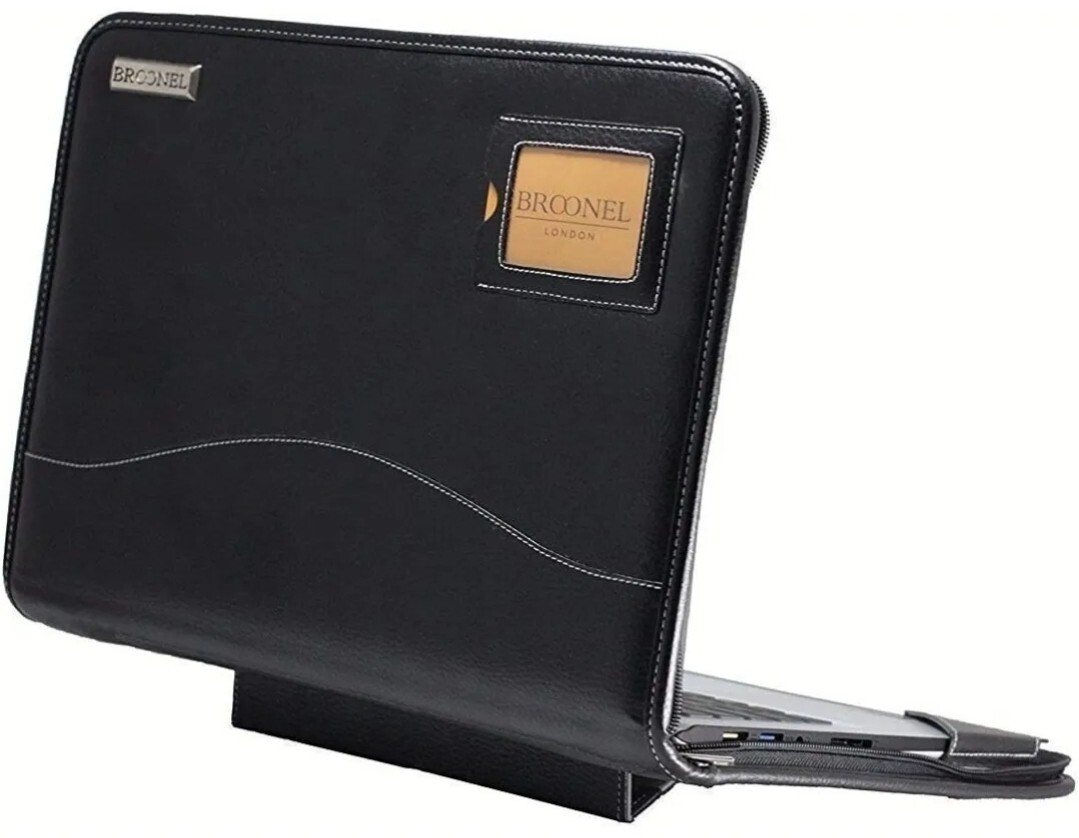 Broonel Contour Series Black Leather Heavy Duty Zipped Case Laptop 15″ NEW