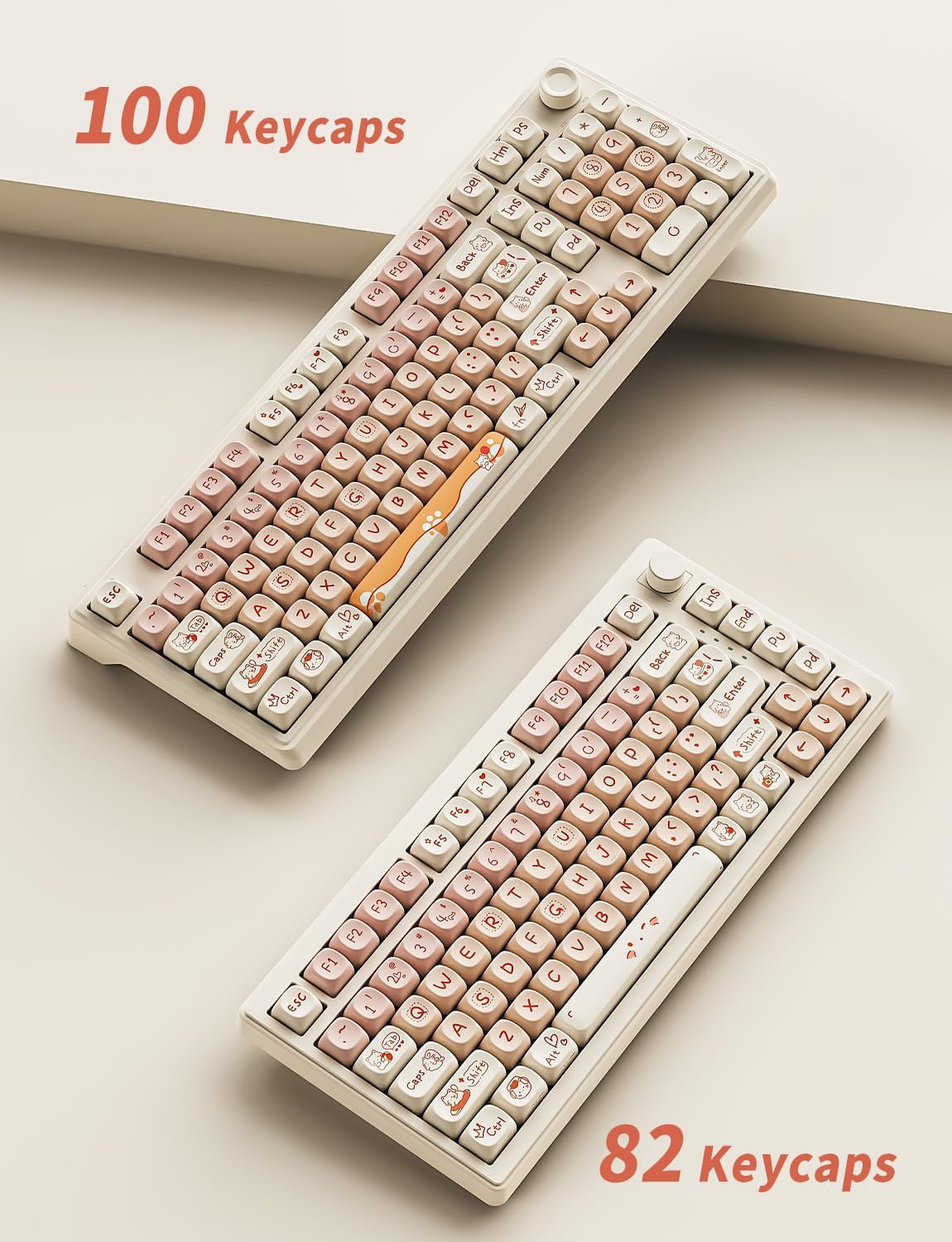 MOA Profile Keycaps – Cute Kitten Theme, PBT Key caps Dye-Sublimation, Custom…