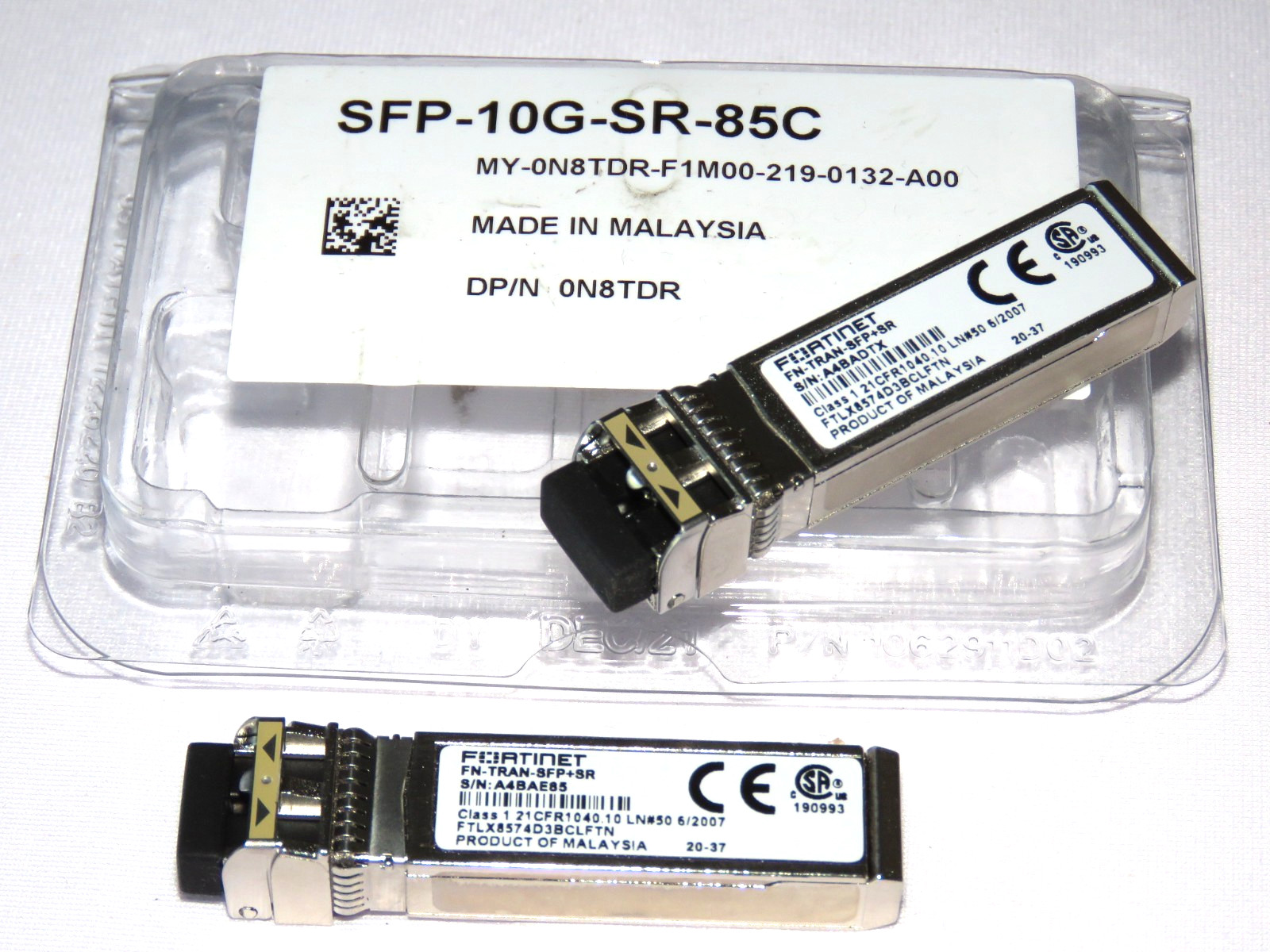2Pcs Fortinet Transceiver Module FN-TRAN-SFP+SR SFP-10G-SR-85C Up to 550m 10Gbps
