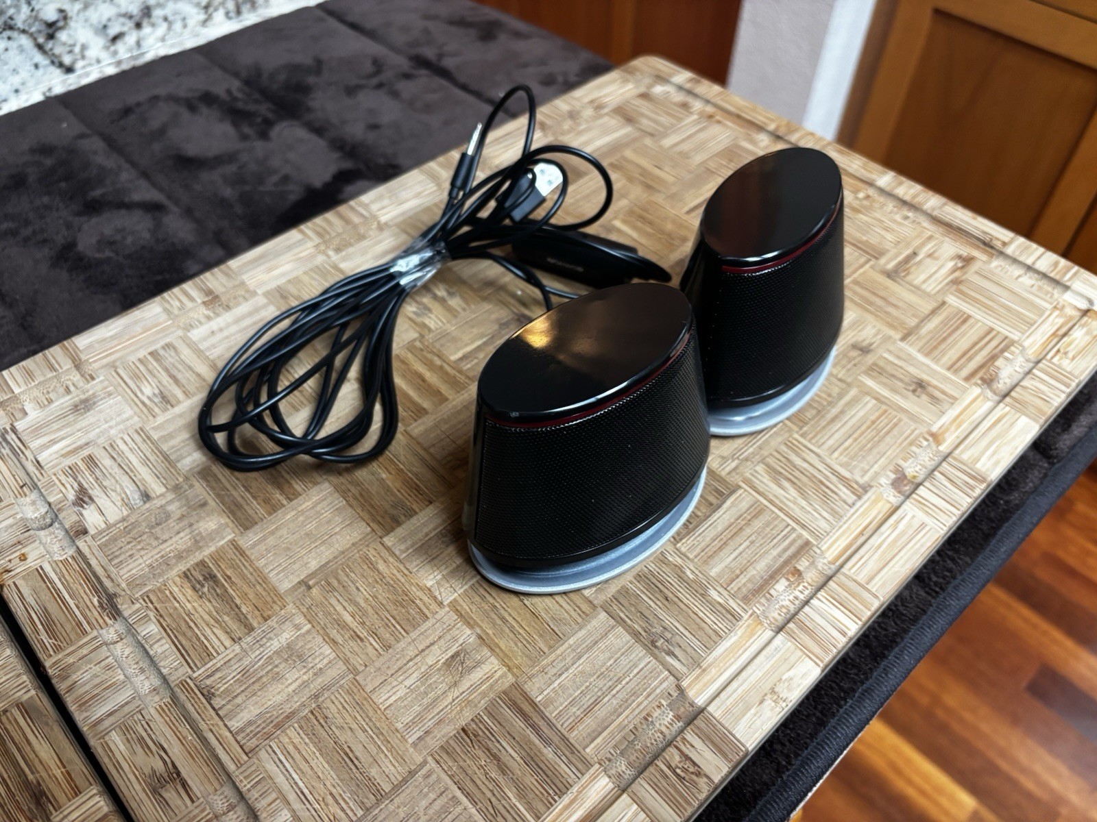 Black USB-Powered Wired 2.0 Channel Oval Plastic Computer Speakers Pair