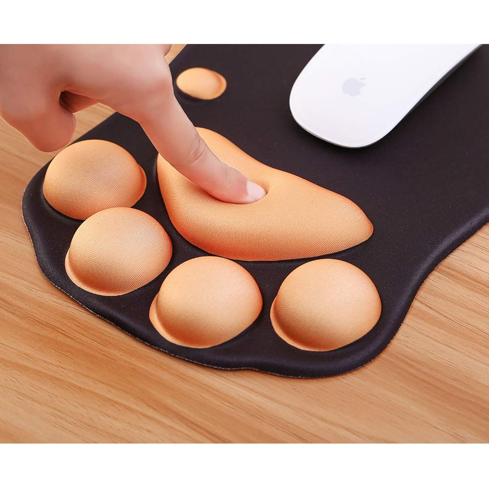 11.55×7.8×0.99 Inch Black Cat Paw Mouse Pad Silicone Wrist Rest Non Slip