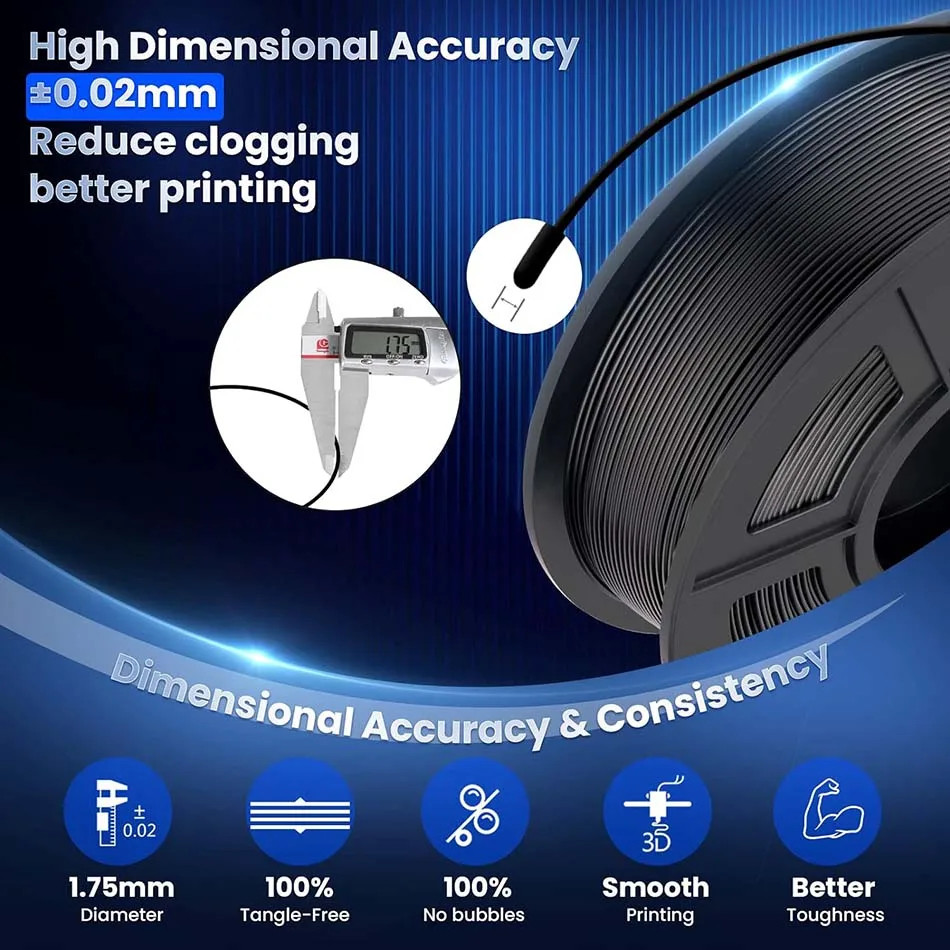 JAYO 1.75mm 1.1KG PLA+ Gray 3D Printer Filament Warping Free Neatly Wound Spool