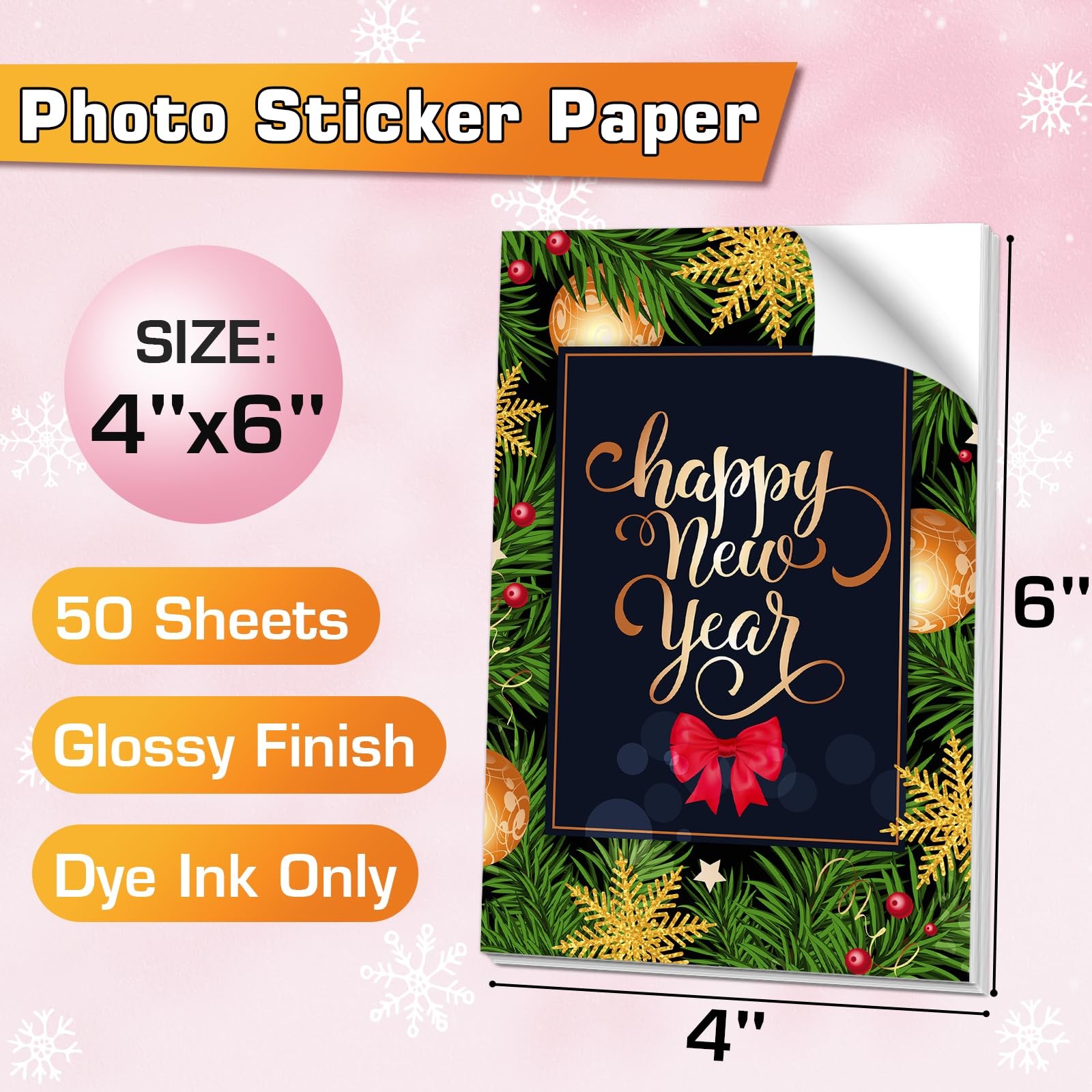 Koala 4×6 Inch Glossy Sticker Paper for Inkjet and Laser Printer, 50 Sheets W…