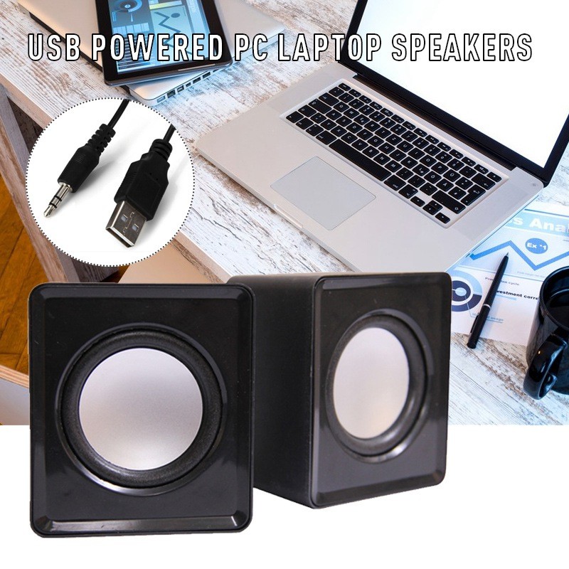 3.5mm Mini USB Wired Computer Speakers Stereo Bass For PC Laptop Desktop Black