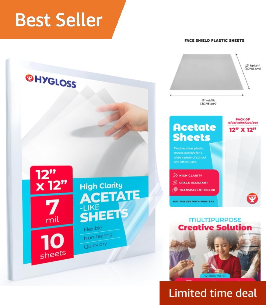 Flexible Clear Acetate Sheets 12″ x 12″ – 7 Mil for Arts, Crafts & Projects (10)