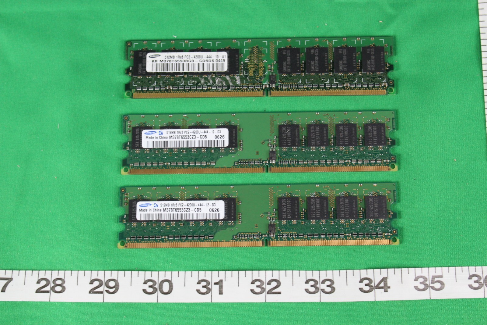 USED SAMSUNG 3 X 512MB PC2-4200U DDR2, 1.5GB TOTAL 1RX8, M378T6553CZ3-CD5