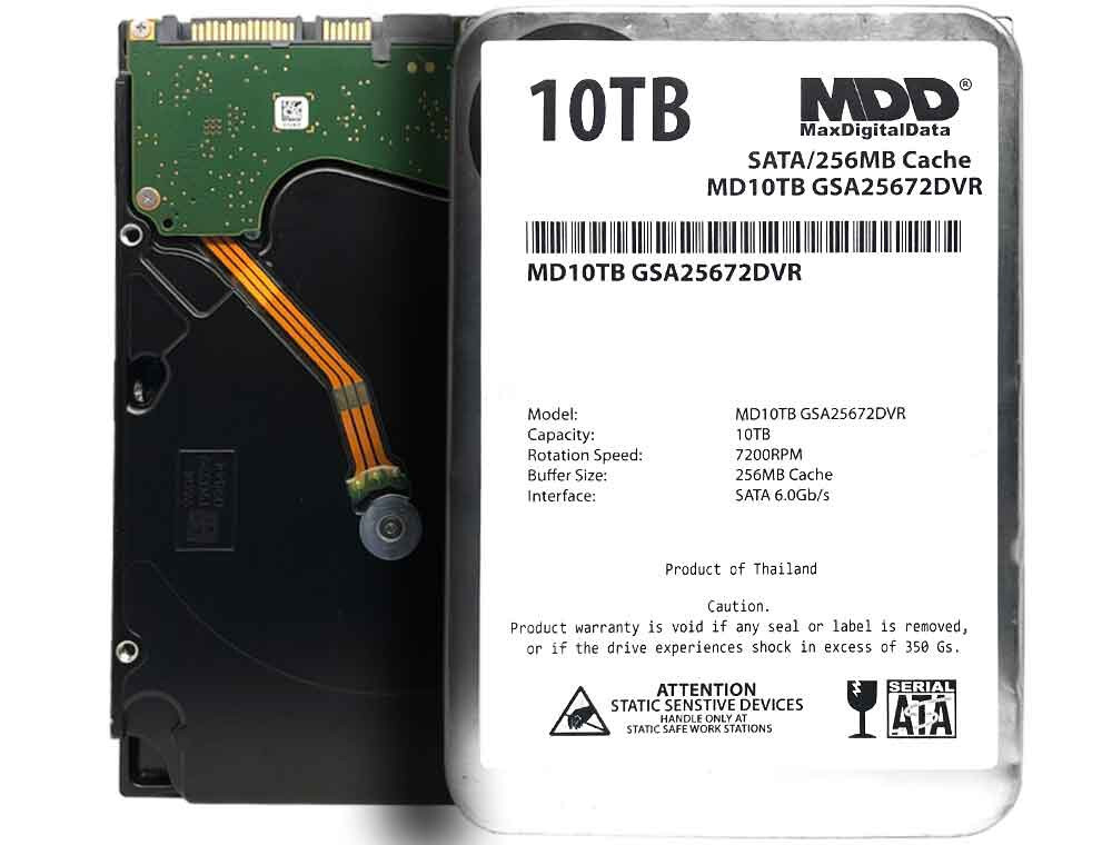 MDD 10TB 7200RPM 256MB Cache 3.5″ SATA 6.0Gb/s Internal Surveillance Hard Drive