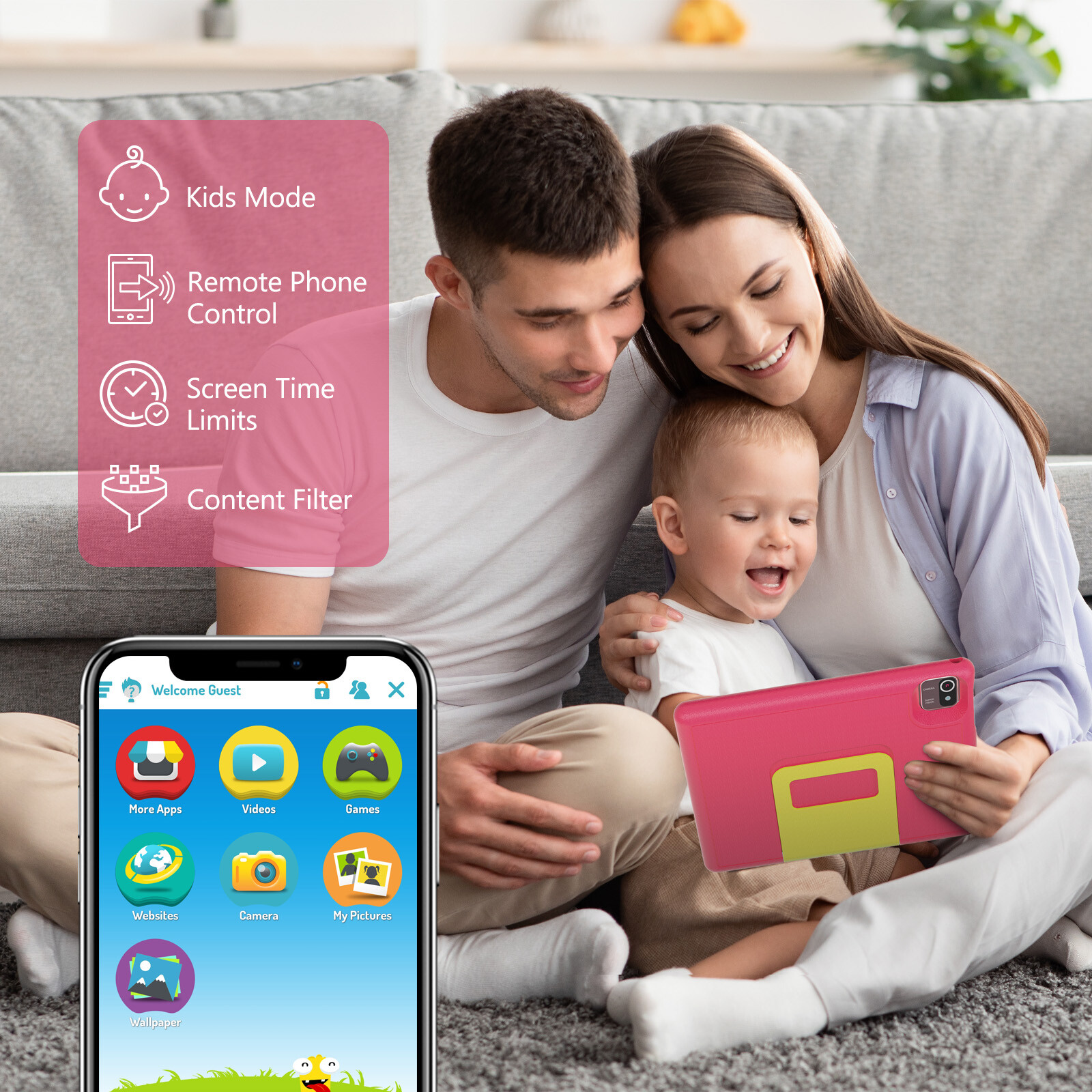 Kids Tablet 10 inch Android 13 Tablets 2+32GB with Shockproof WIFI PC Touchscree