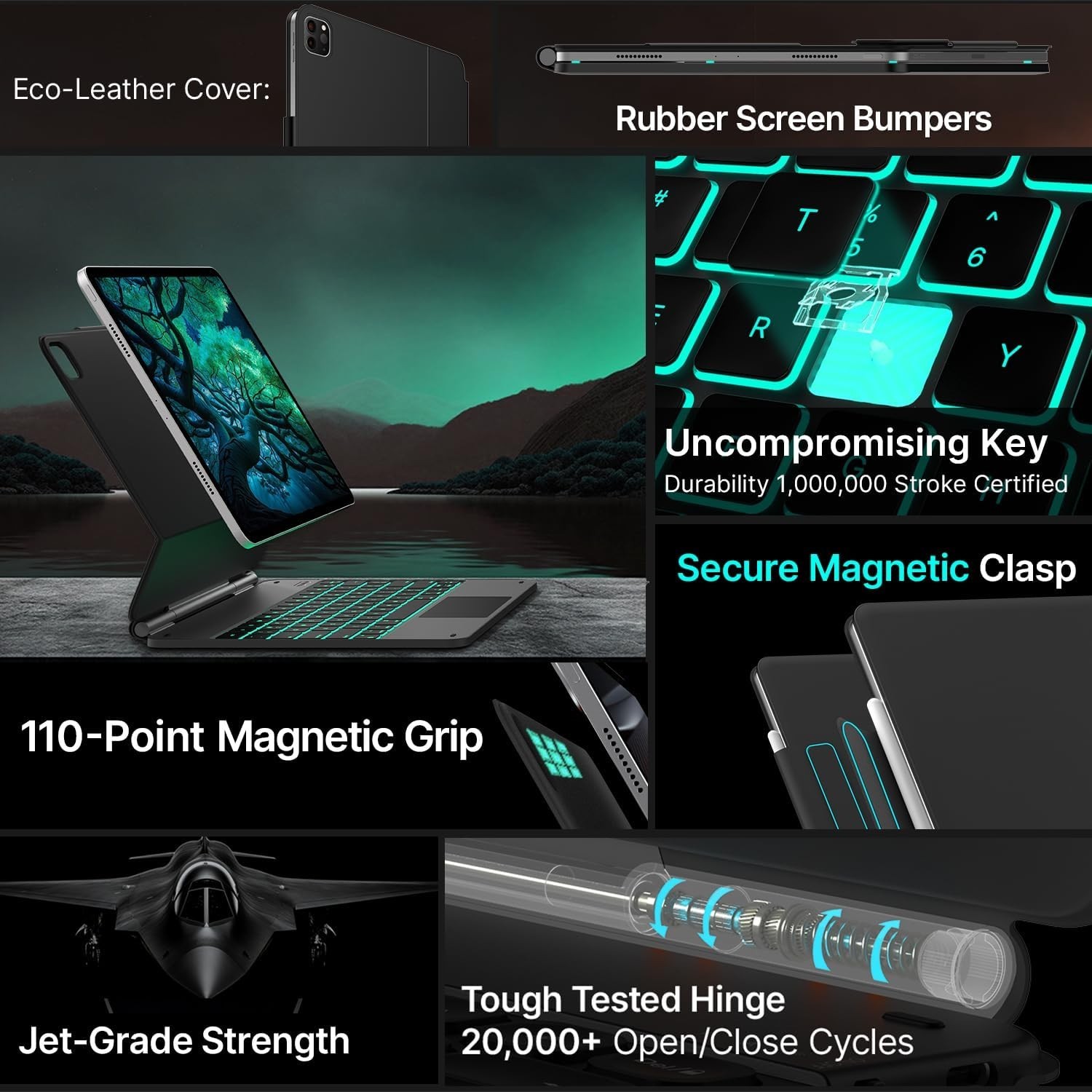 Typecase Edge iPad Air 13 & Pro 12.9 Keyboard Case 11-Color Backlight Trackpad