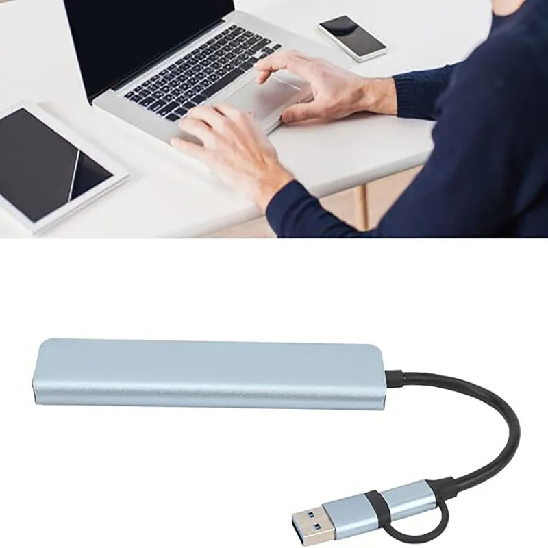8 in 1 USB C Hub Adapter 4 USB Ports SD/TF Card Reader Audio Jack for Laptop