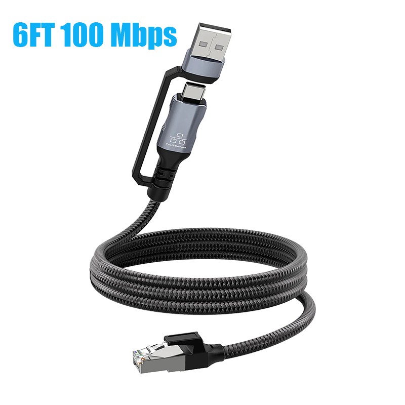 USB-C/USB-A to Ethernet Cable RJ45 / Gigabit 100/1000 Mbps LAN Network Cord US
