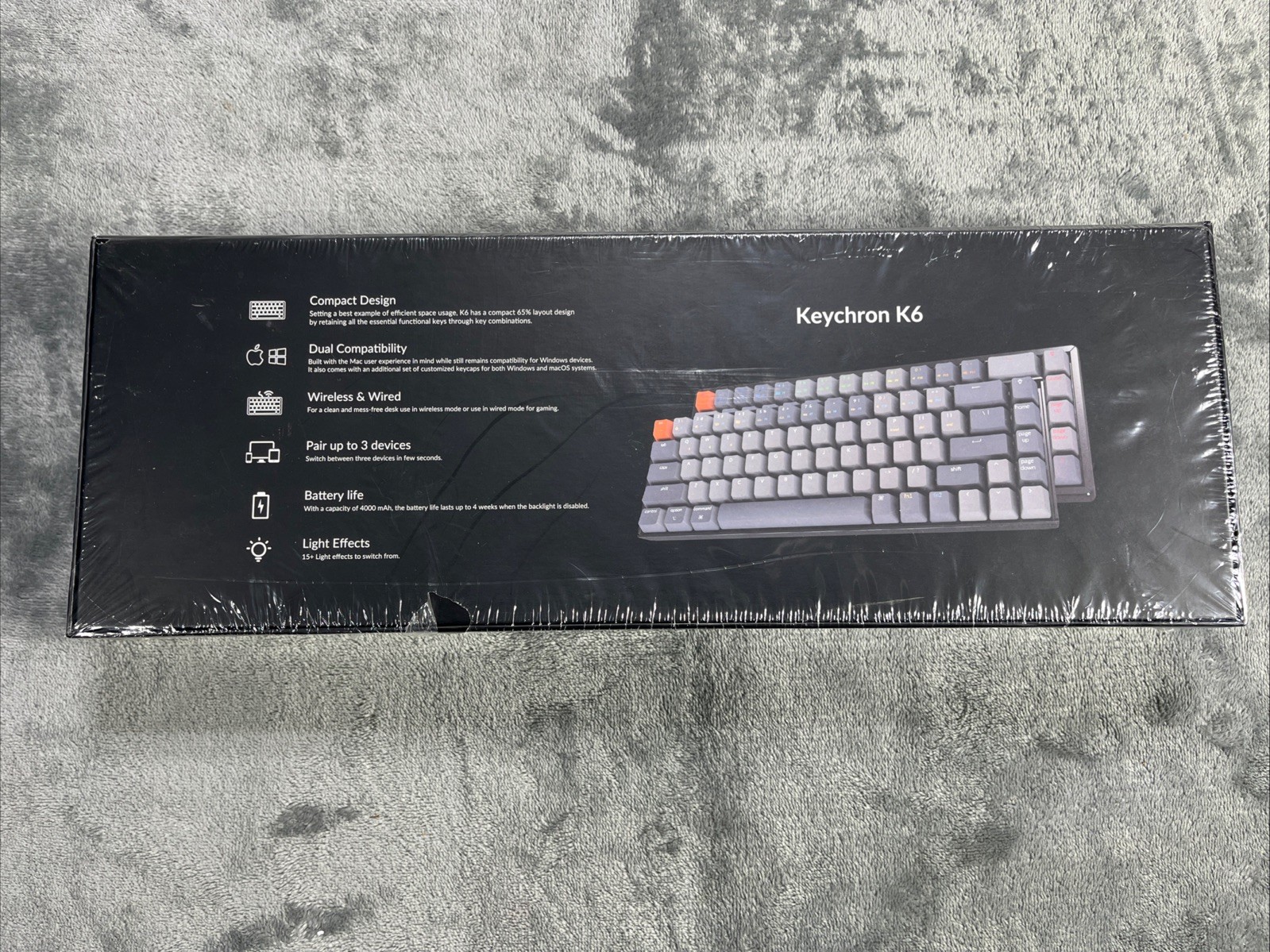 Keychron K6 Mechanical Keyboard Wireless Compact 3 Devices 15+ Lights NEW Sealed
