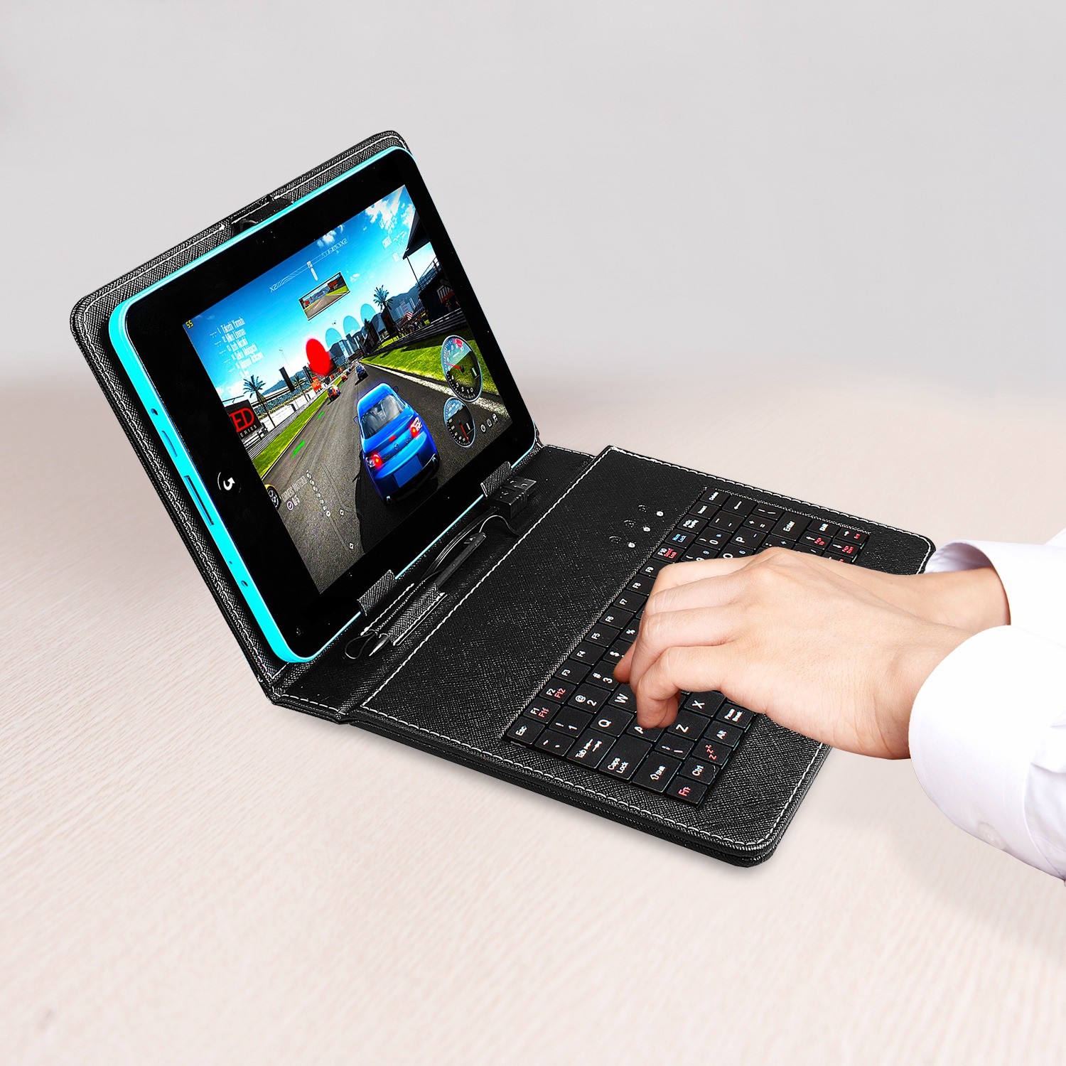 Folio PU Leather Case Stand Cover with USB keyboard For 8″ Universal Tablet Ipad