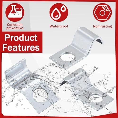 100 Pcs Silver Cable Wire Screw Clips 1/4 Inch, Zinc Plated Steel Clamp Outdoor