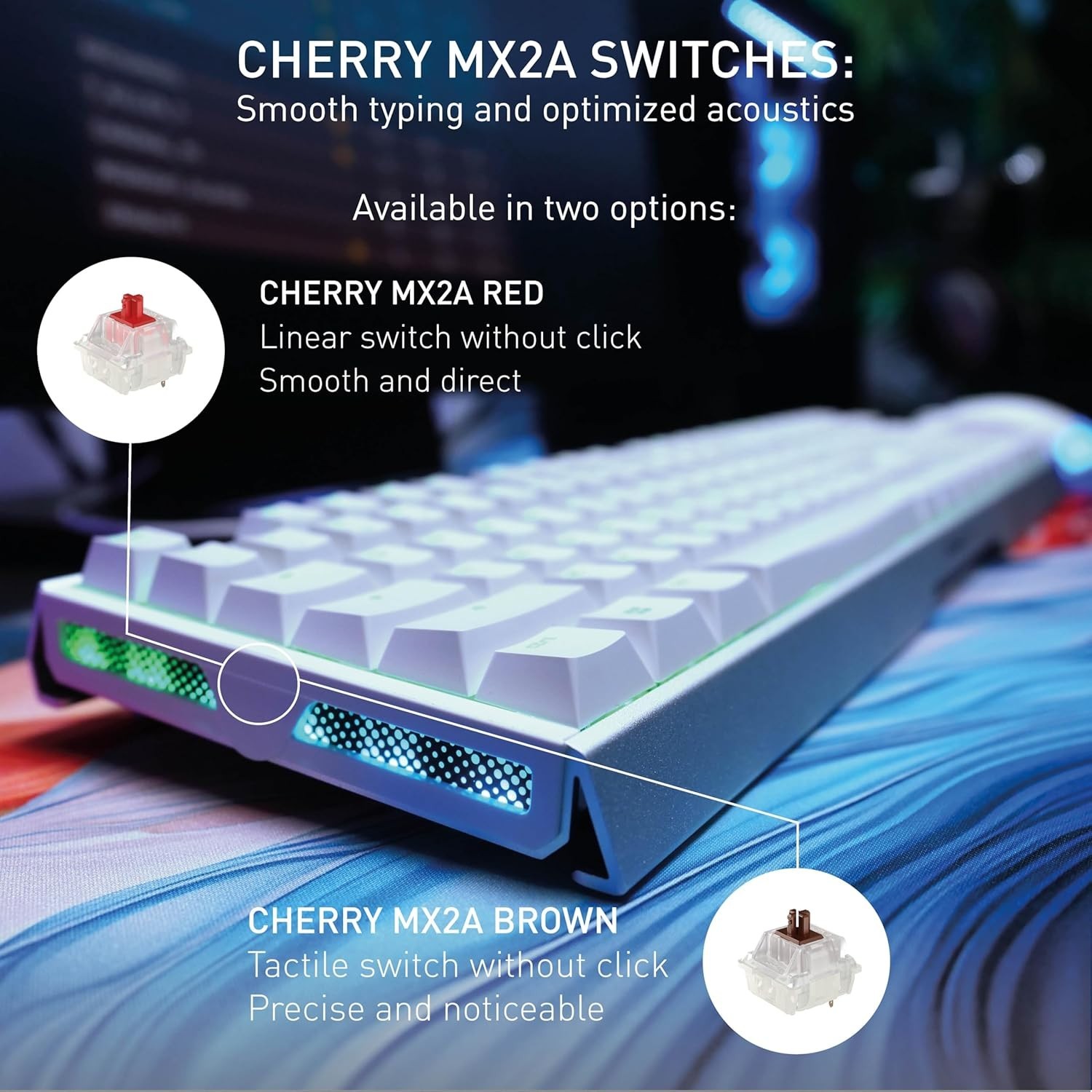 CHERRY XTRFY MX 3.1 Mechanical Wired Gaming Keyboard RGB (White, MX2A Red)