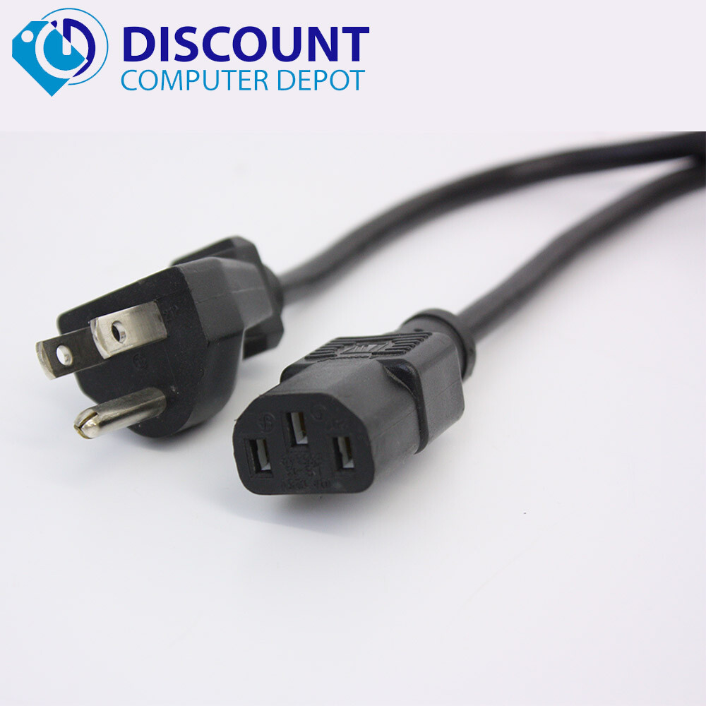 Power Cord Cable 3 Prong Universal Standard 5ft PC Computer HDTV Monitor