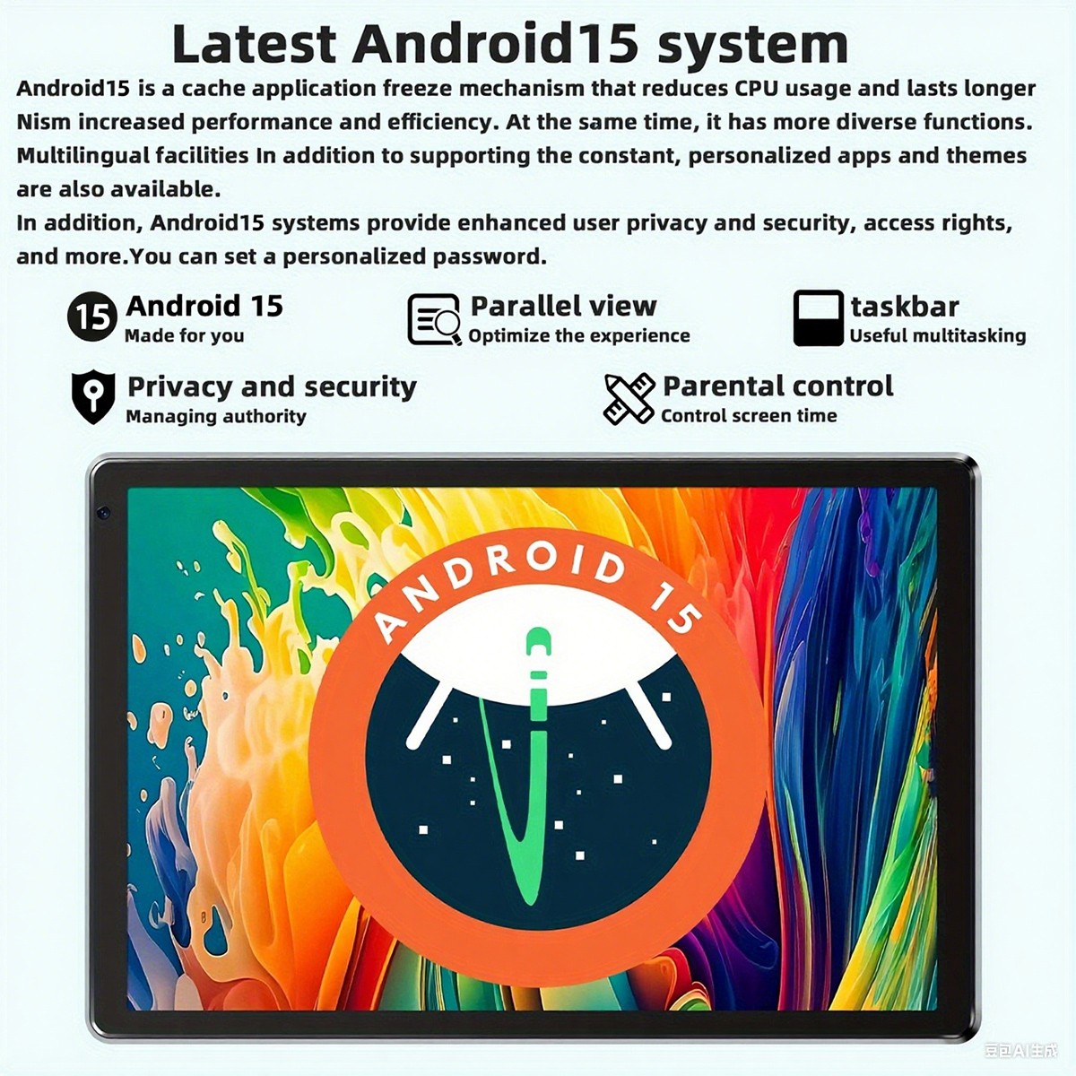 AEEZO 10.1 inch Android 15 Tablets Octa-Core 24+128GB 5G/2.4G WIFI Dual Camera