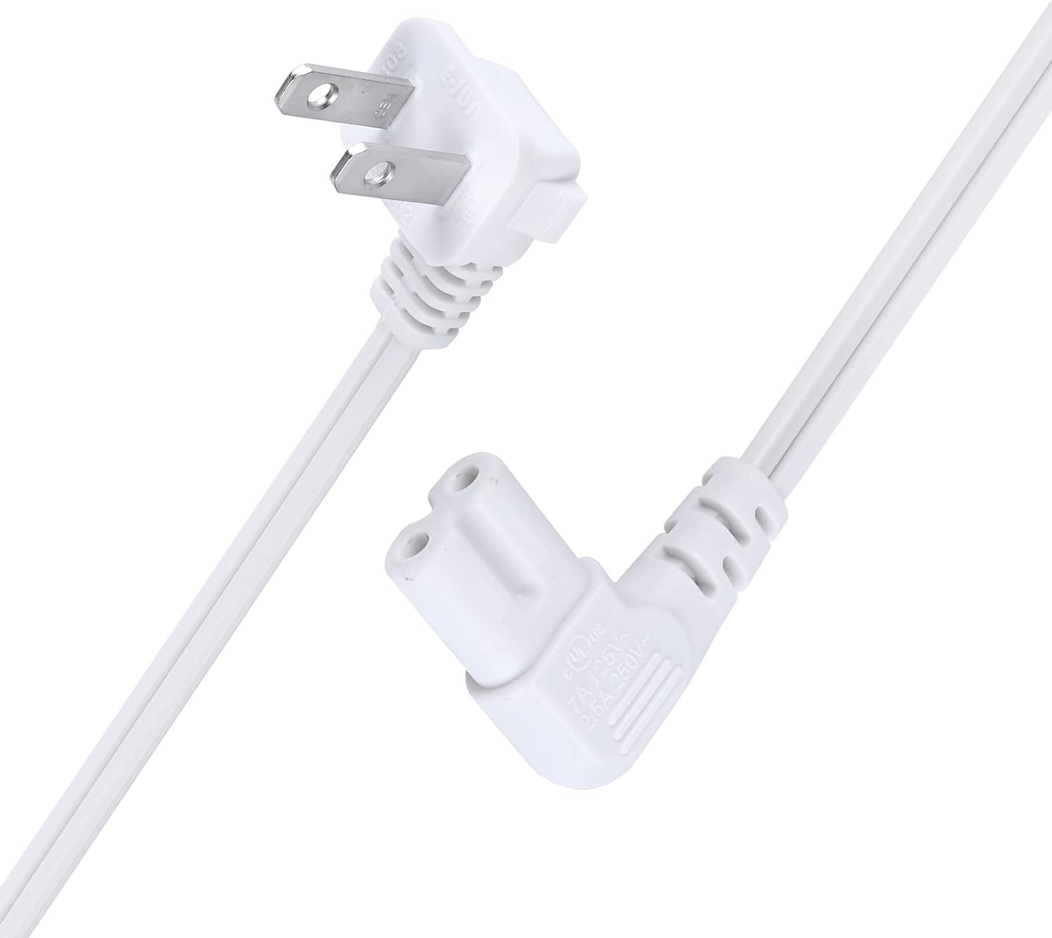 C7 Power Cord 2-Slot Non-Polarized 90 Degree Angle SPT-2 18AWG Power Cord (IEC32