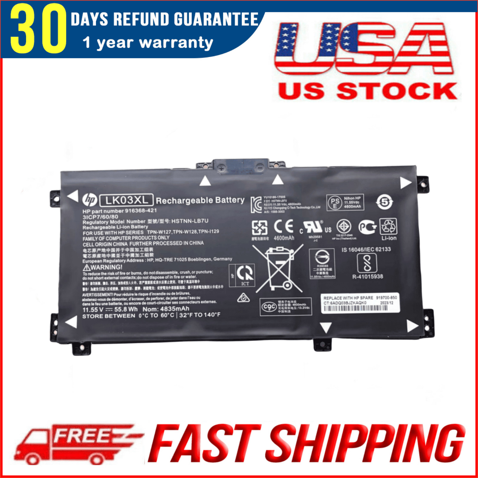 LK03XL Genuine OEM Battery For HP ENVY X360 15-BP 15M-BQ 17-AE 17-CE HSTNN-LB7U