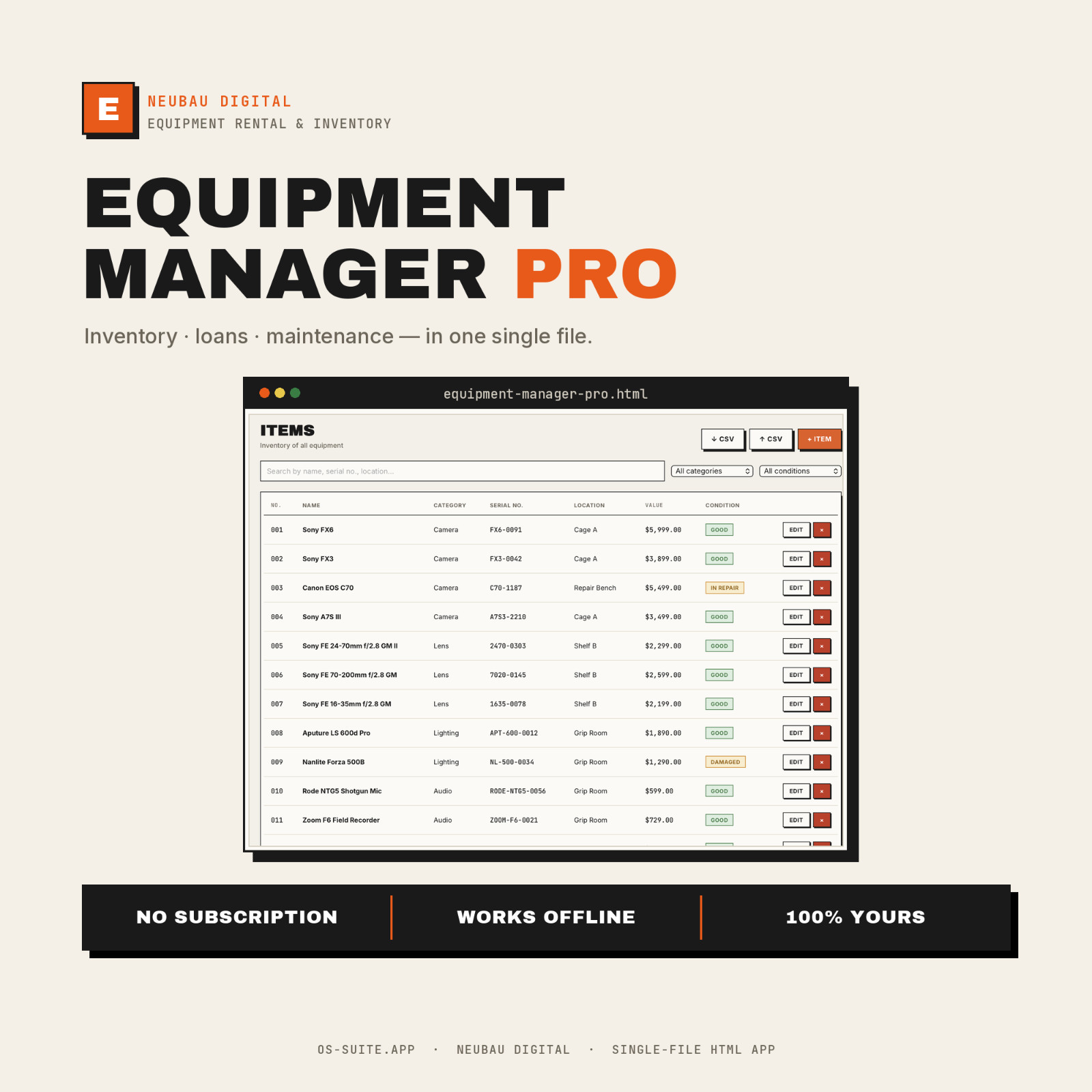Equipment Inventory Software | Asset Management, Loan Tracking & Maintenance