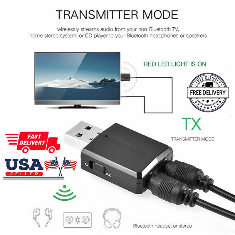 3 in 1 USB Bluetooth 5.0 Audio Transmitter/Receiver Adapter For TV/PC/Car Grace