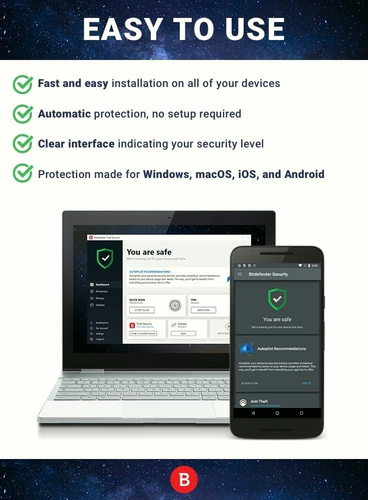 Bitdefender Total Security – 3 Years 1-10 Devices + Daily VPN