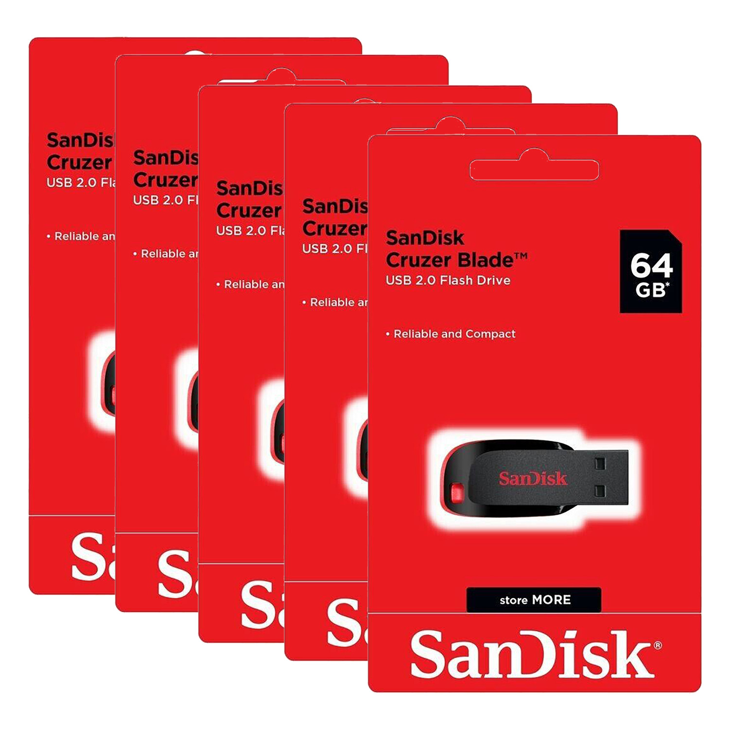 SanDisk Cruzer Blade 32GB USB Flash Drive SDCZ50-064G Reatil pack Lot of 5 unit