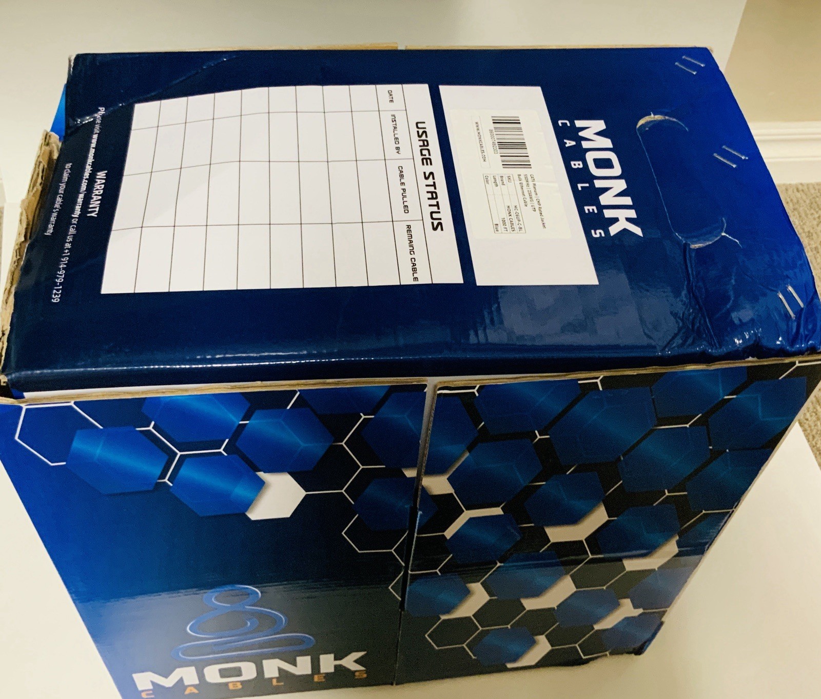 🏅MONK CABLES CAT6 Plenum Cable 1000ft | UTP, 23AWG, 550MHz