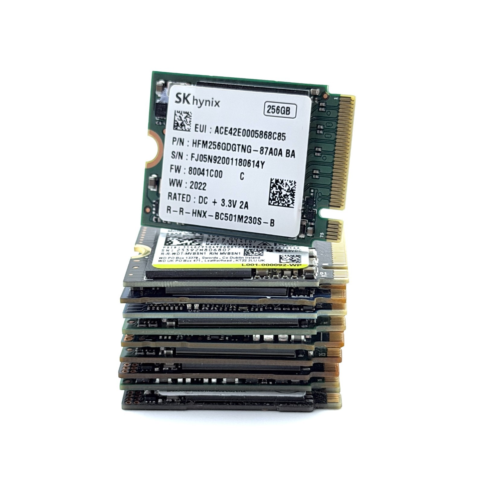 Lot of 10: 256GB 2230 M.2 NVMe PCIe SSD major brands 20%-80% health