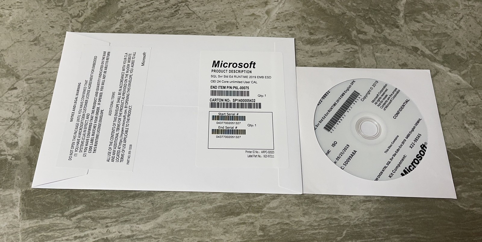 Microsoft SQL Server 2019 Standard 48 Core unlimited User CALs DVD & Key CoA