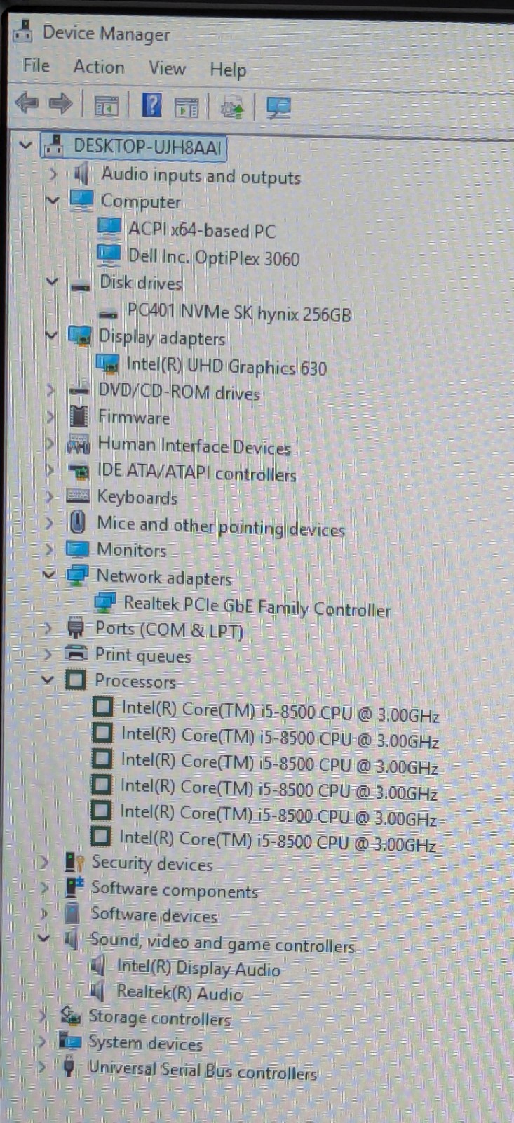 Dell OptiPlex 3060 SFF Desktop i5-8500 3.00GHz 16GB RAM 256GB NVMe Windows 11