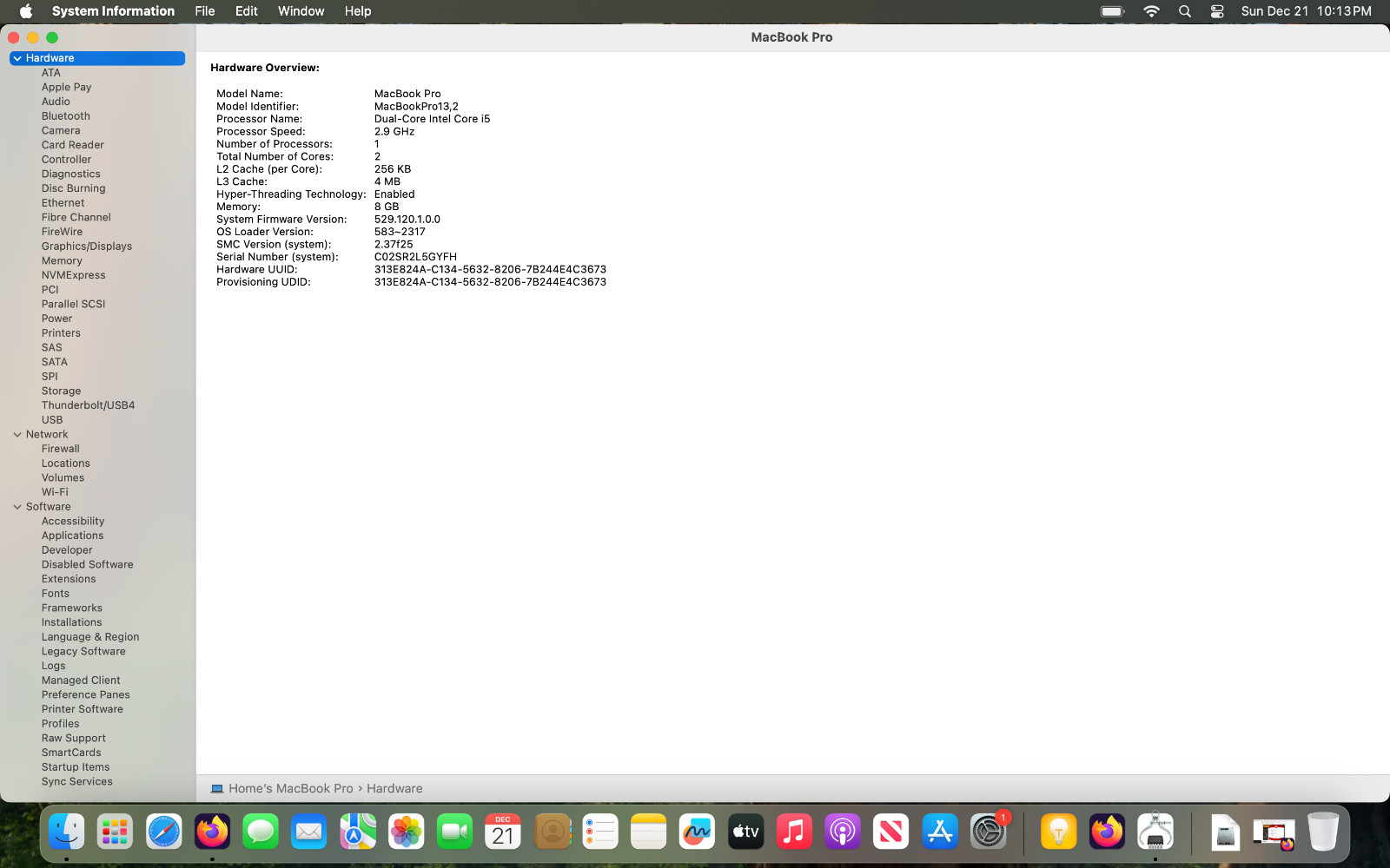 Apple MacBook Pro 13.3 in Intel i5 2.90 GHz, 256 GB 8 GB (A1706) 4 Thunderbolt