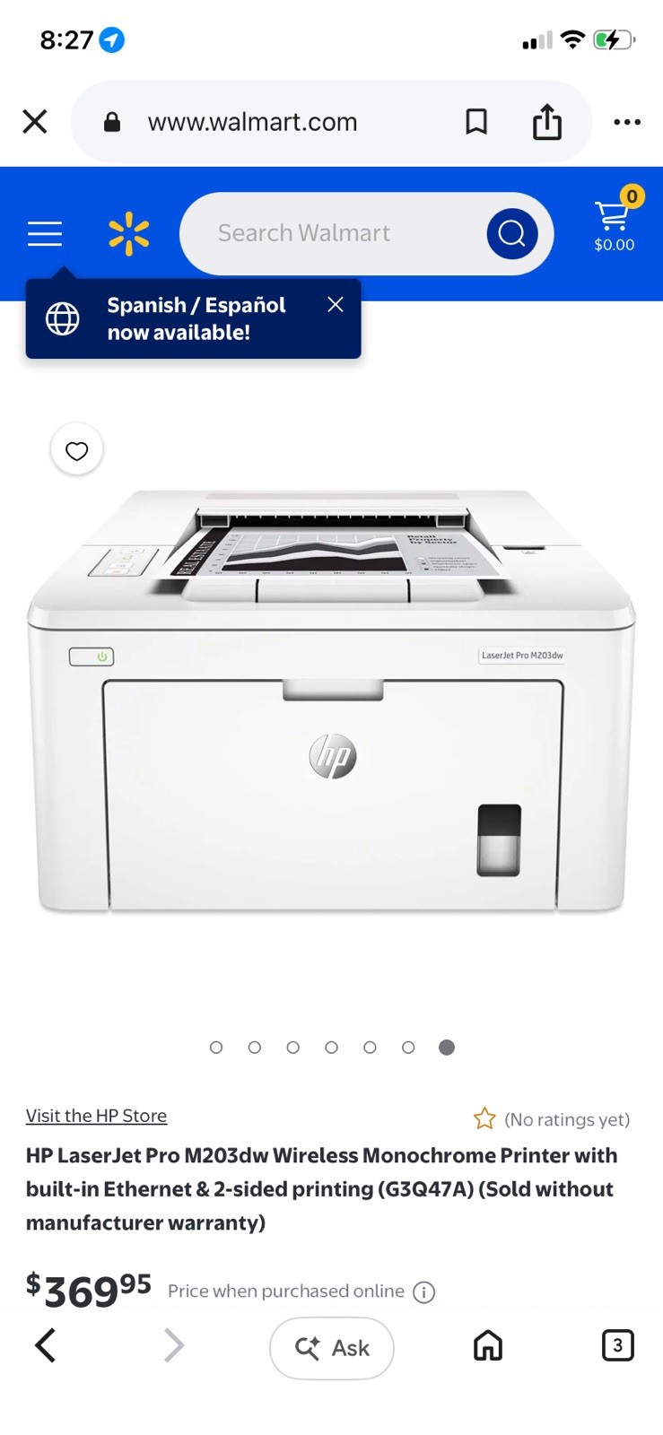 HP LaserJet Pro M203DW Monochrome Laser Printer