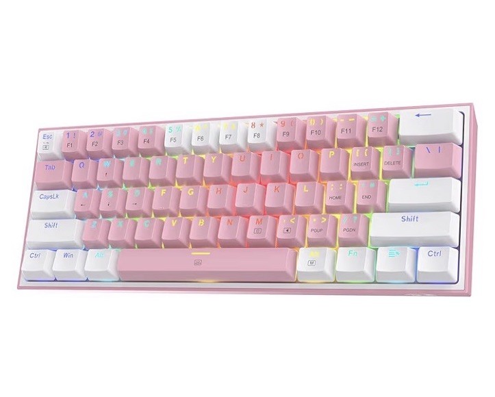 Redragon K617 Fizz 60% Wired RGB Gaming Keyboard, 61 Keys, Linear Red Switch